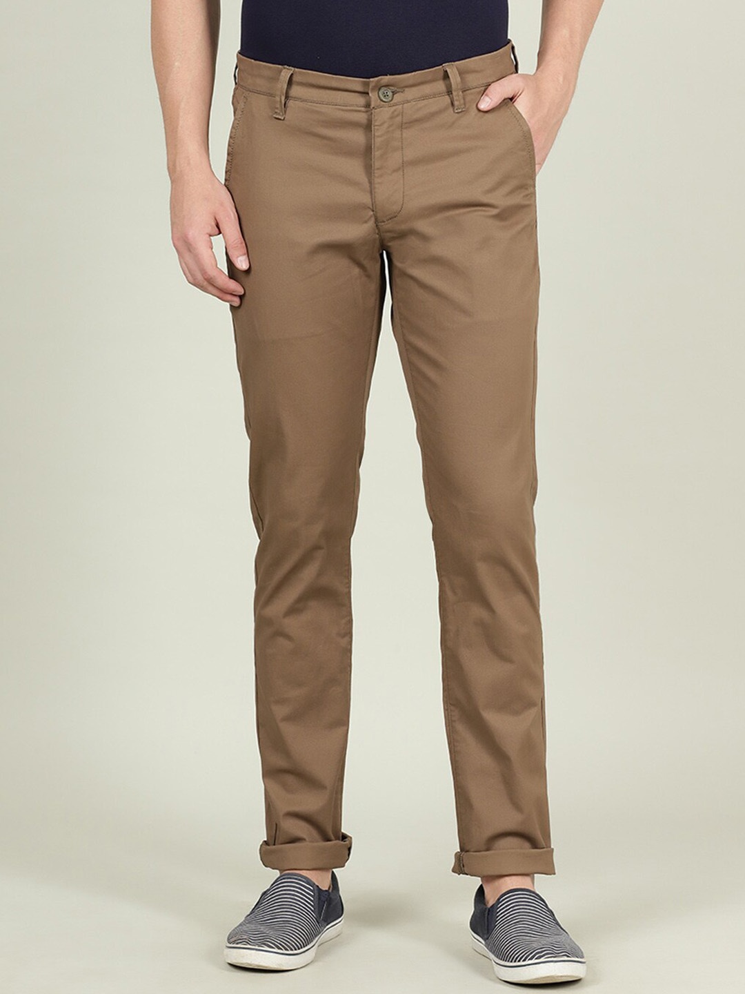 

Crocodile Men Khaki Smart Slim Fit Cotton Trousers