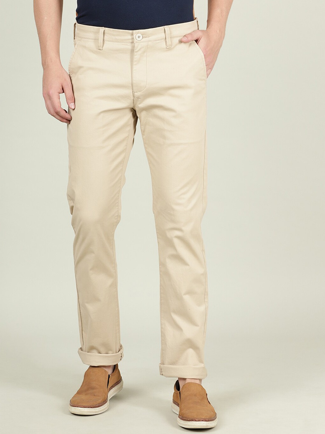 

Crocodile Men Off White Smart Slim Fit Cotton Trousers