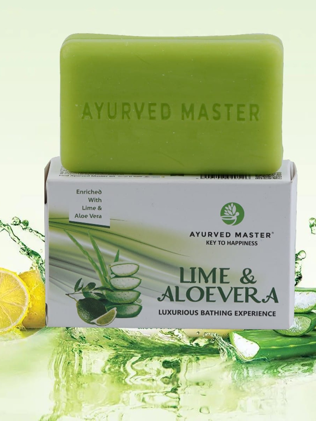 

AYURVED MASTER Set Of 3 Lime & Aloe Vera Bathing Soap for Anti-Pollution - 125g each, Green