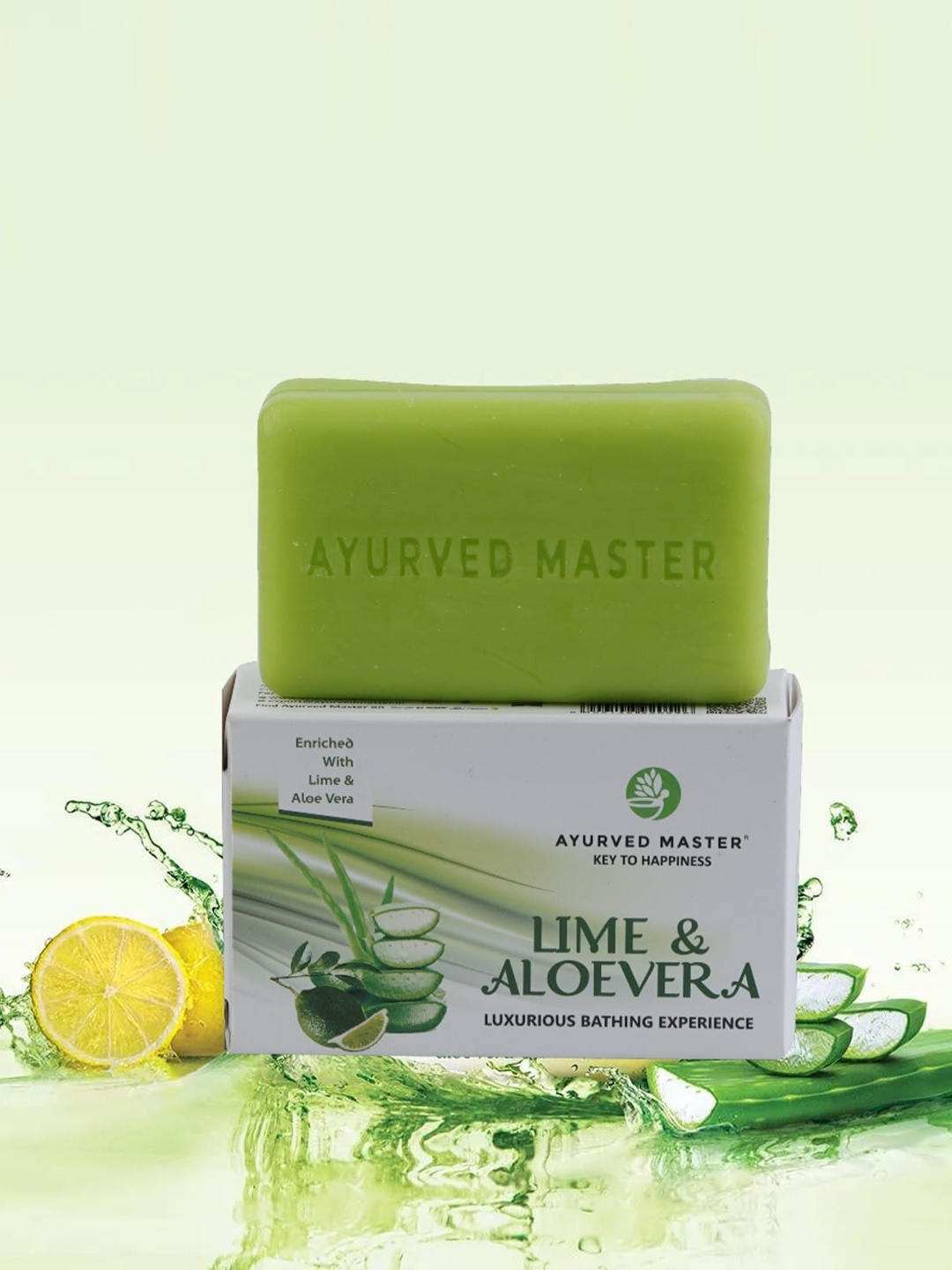 

AYURVED MASTER Set Of 5 Lime & Aloe Vera Bathing Soap for Anti-Pollution - 125g each, Green