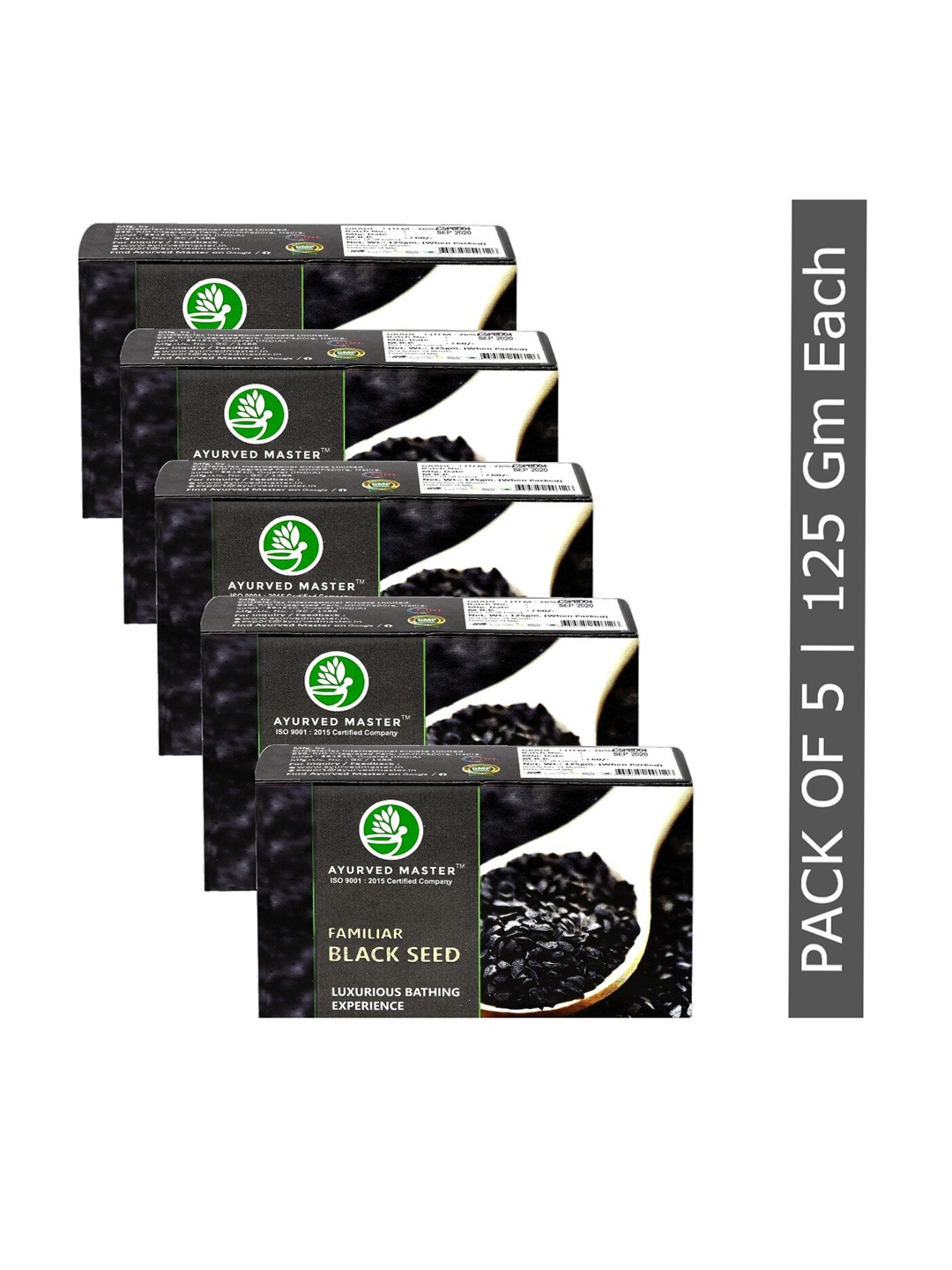 

AYURVED MASTER Set of 5 Nigella Sativa Black Seed Oil Based Handmade Soaps - 125 g Each