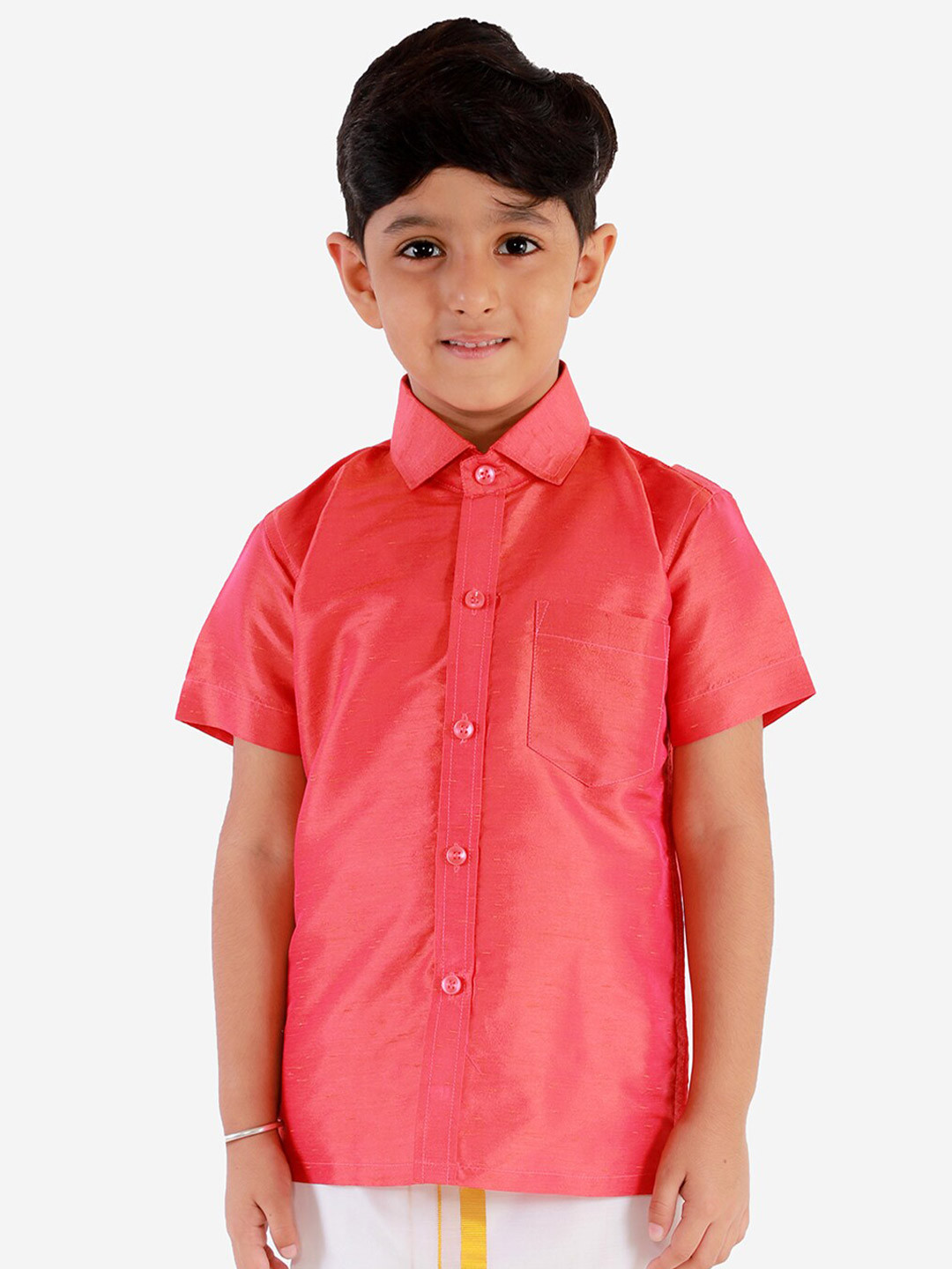 

VASTRAMAY Boys Red Premium Casual Shirt