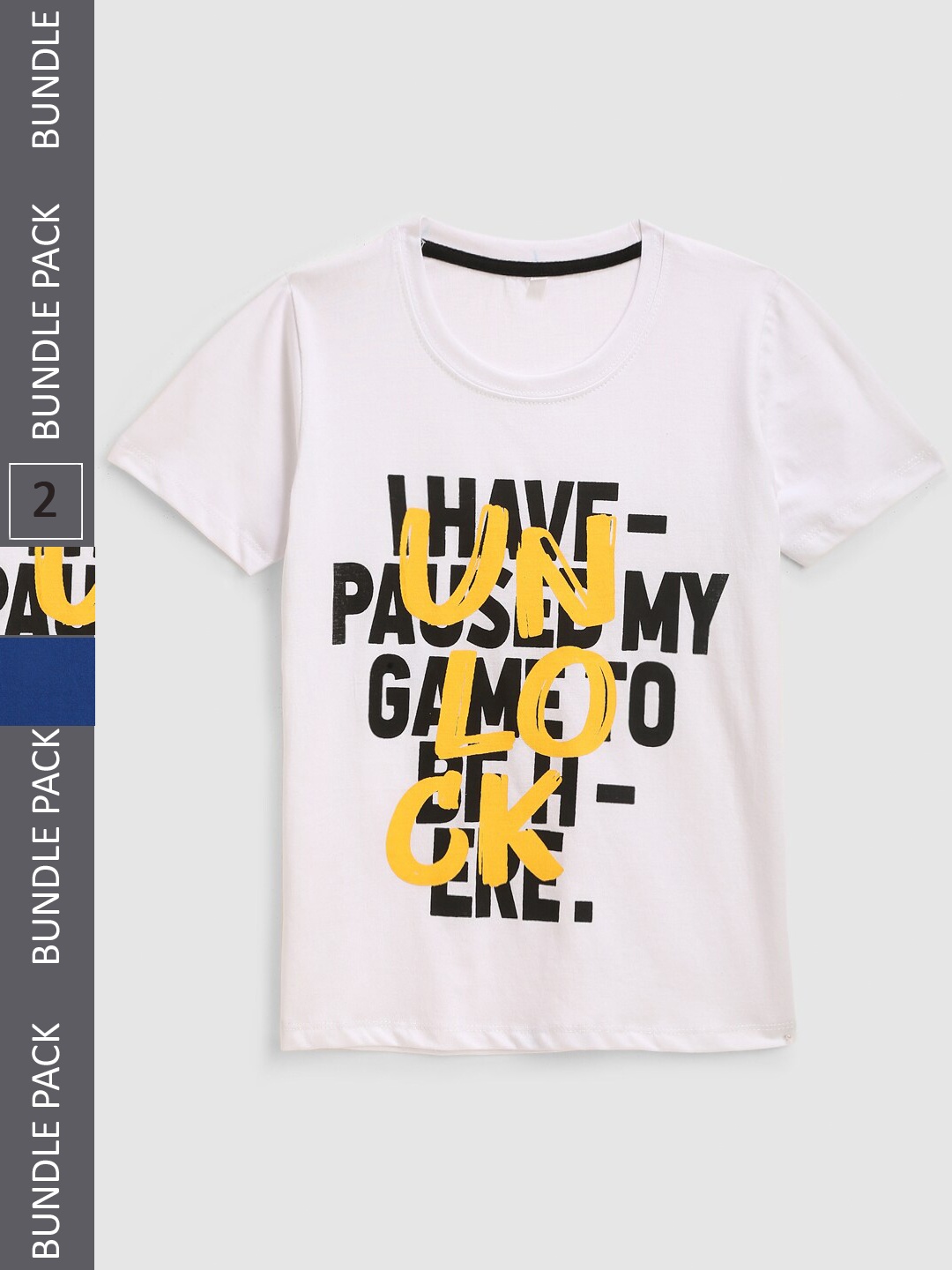 

HERE&NOW Boys Blue & White Typography Printed Pack of 2 Cotton T-shirt