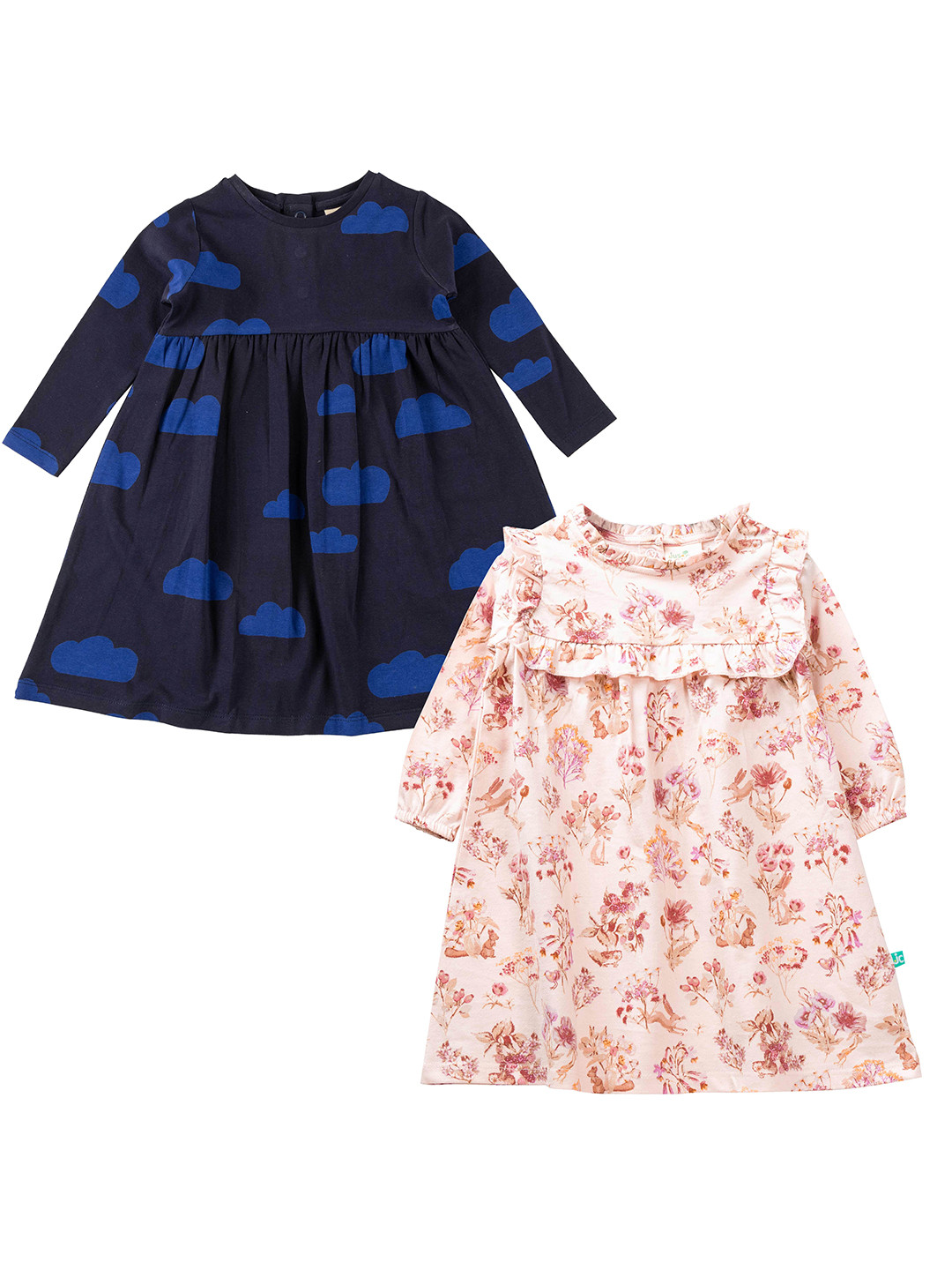 

JusCubs Pack of 2 Blue & Cream-Coloured Printed Cotton A-Line Dress