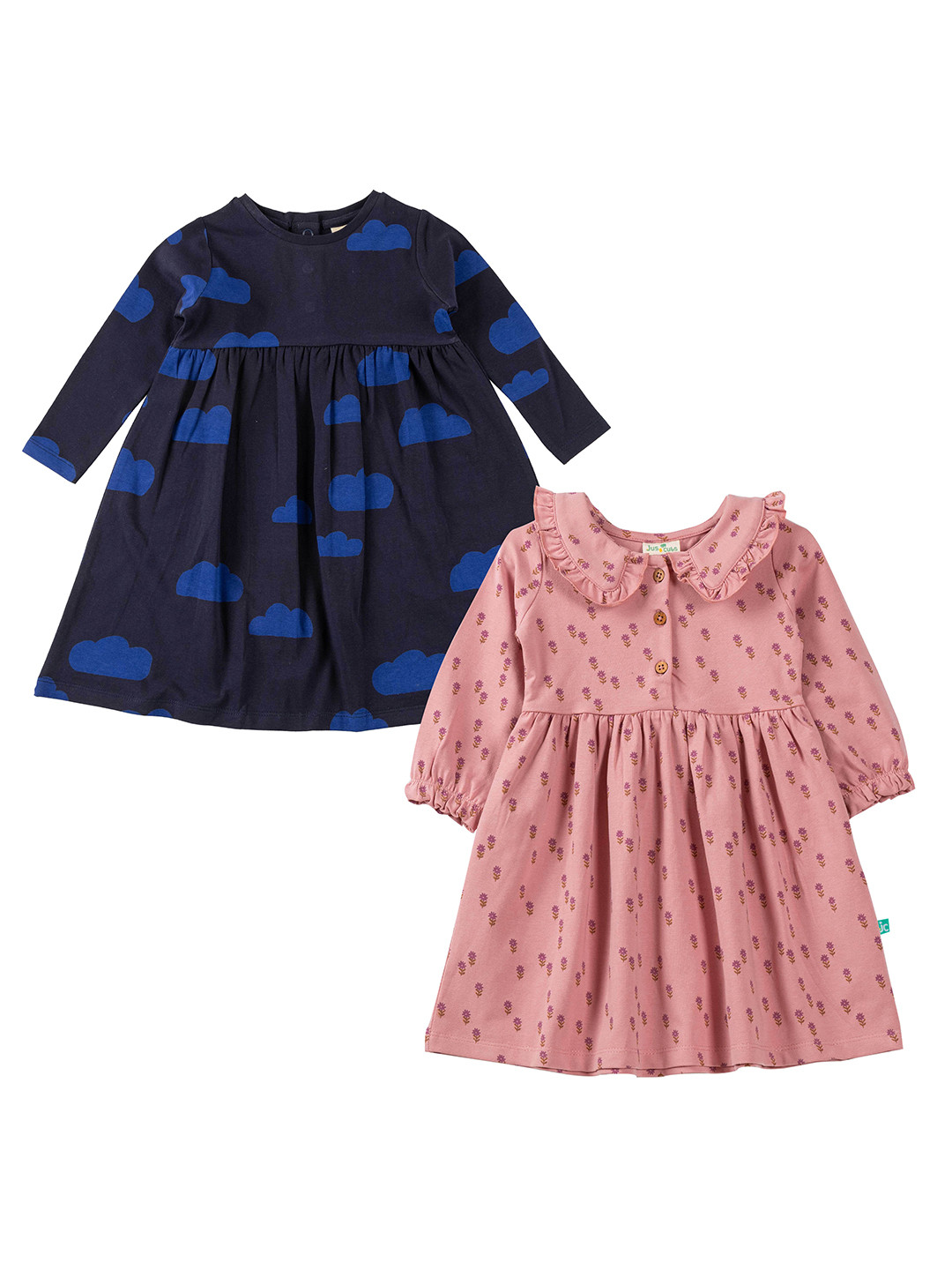 

JusCubs Navy Blue & Peach Pack of 2 Floral A-Line Cotton Dresses