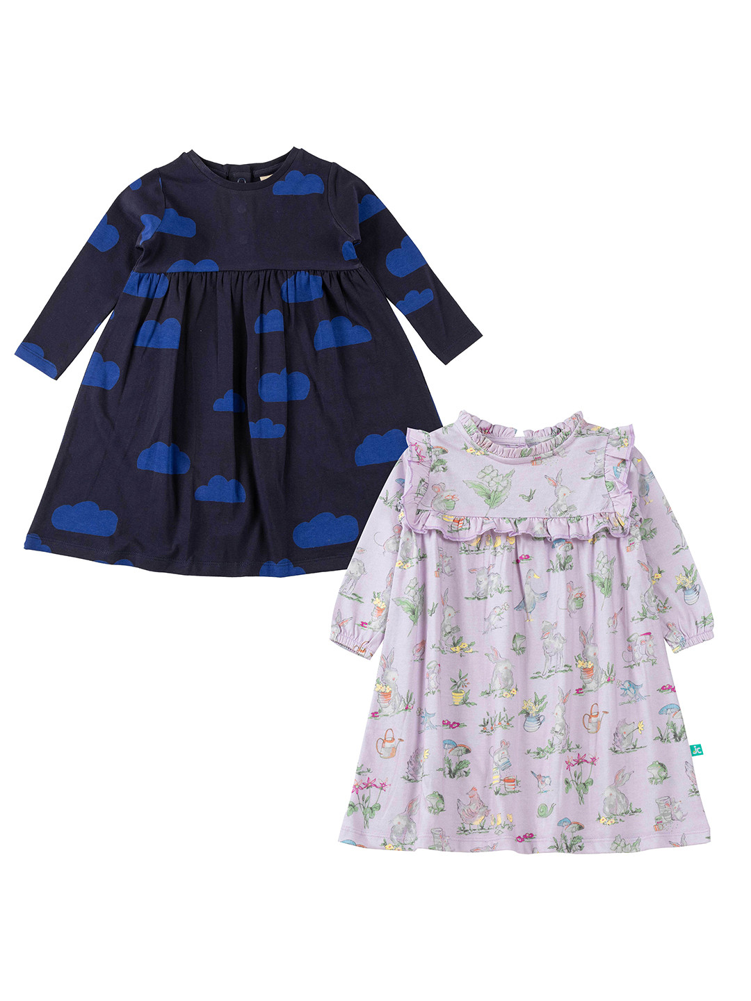 

JusCubs Navy Blue & Lavender Pack of 2 A-Line Cotton Dresses