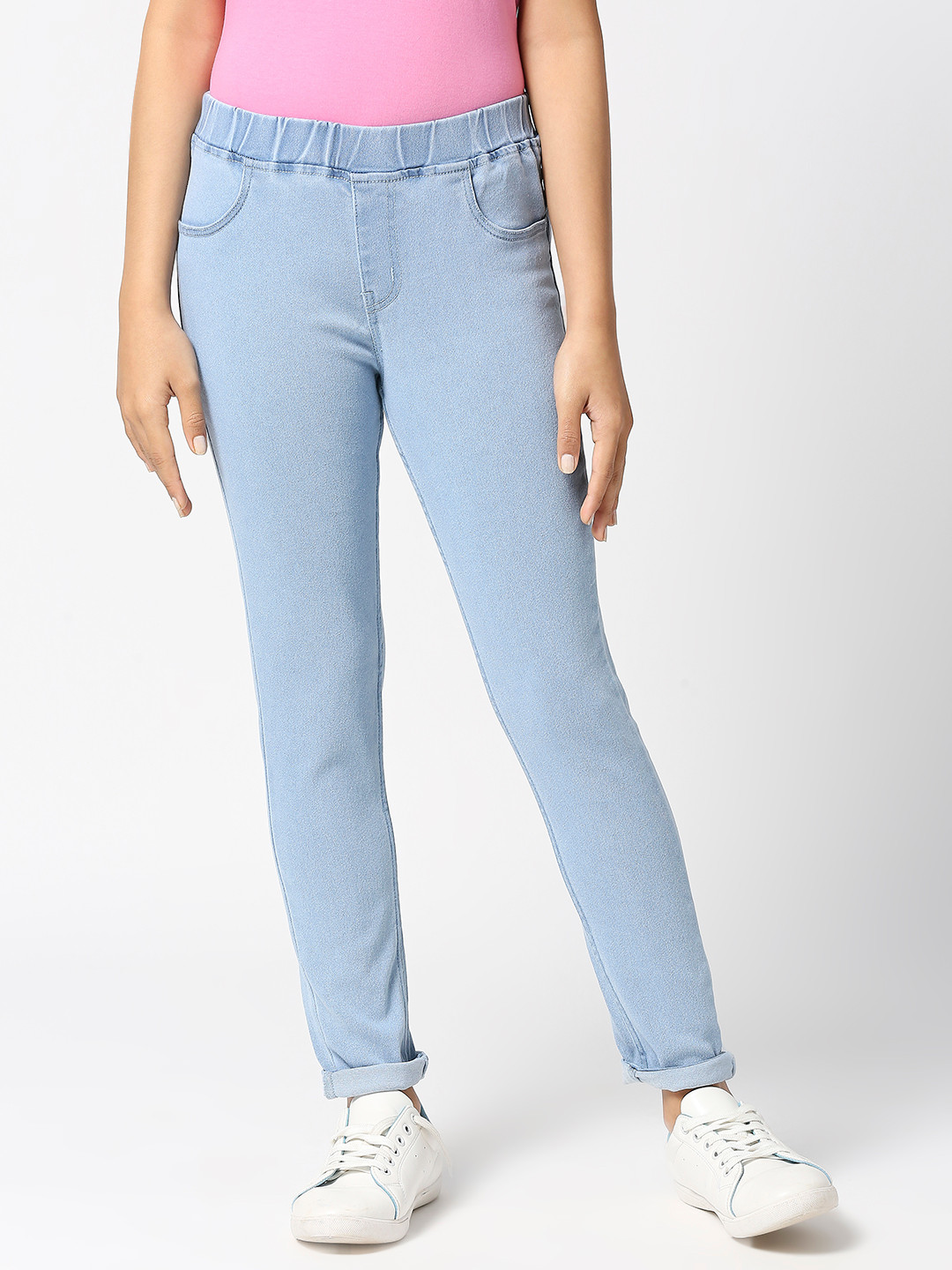 

JUSTICE Girls Blue Denim Regular Fit Jeggings