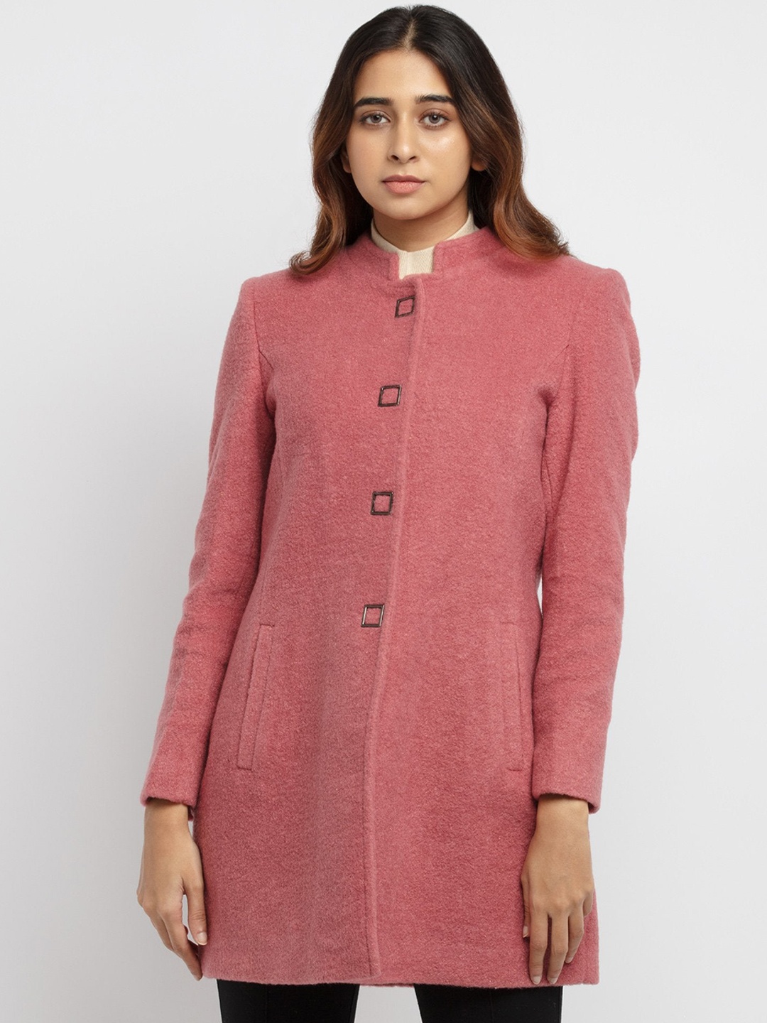 

Status Quo Women Peach Solid Longline Tailored Jacket