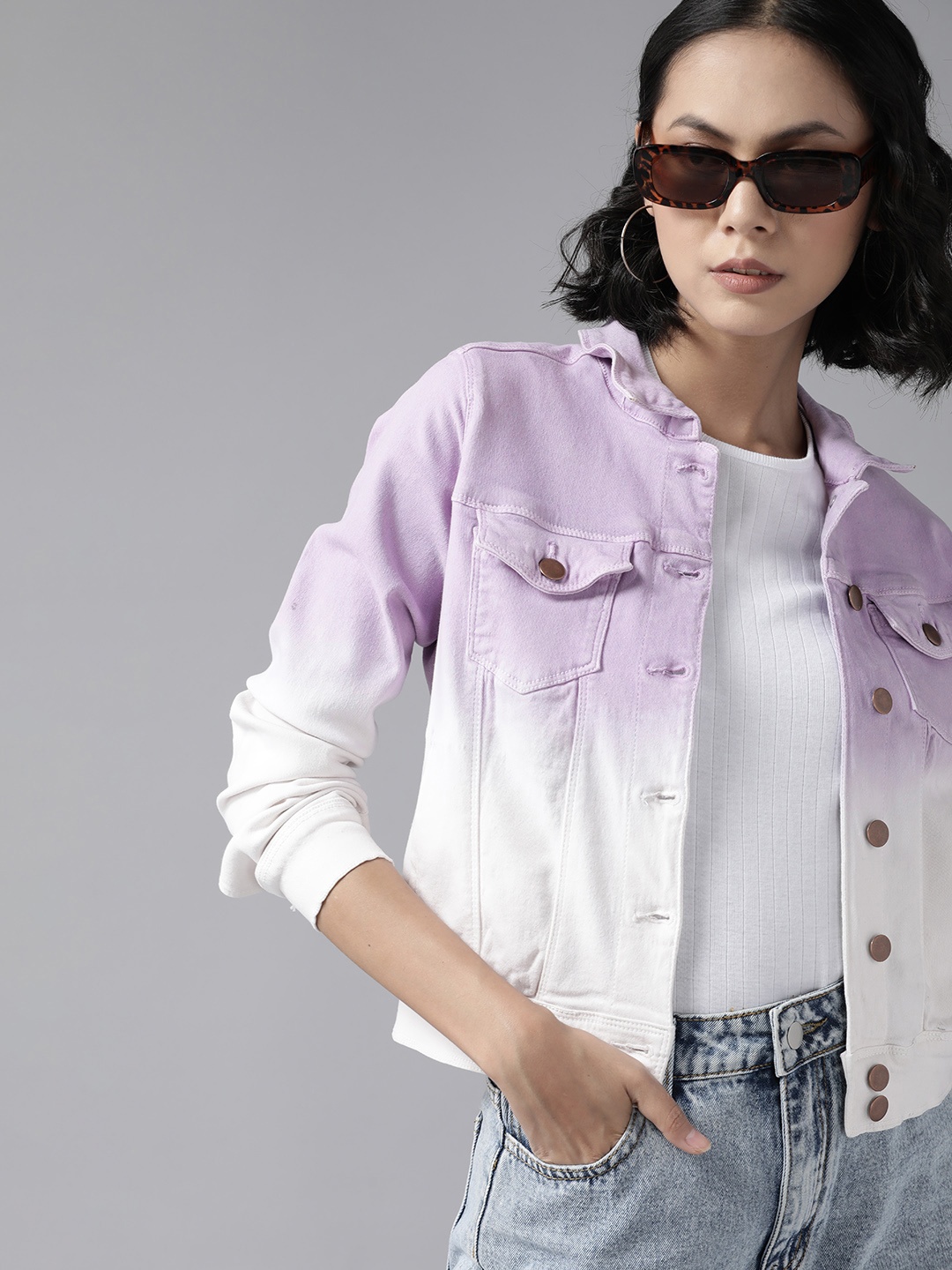 

Roadster Women Purple Ombre Denim Jacket