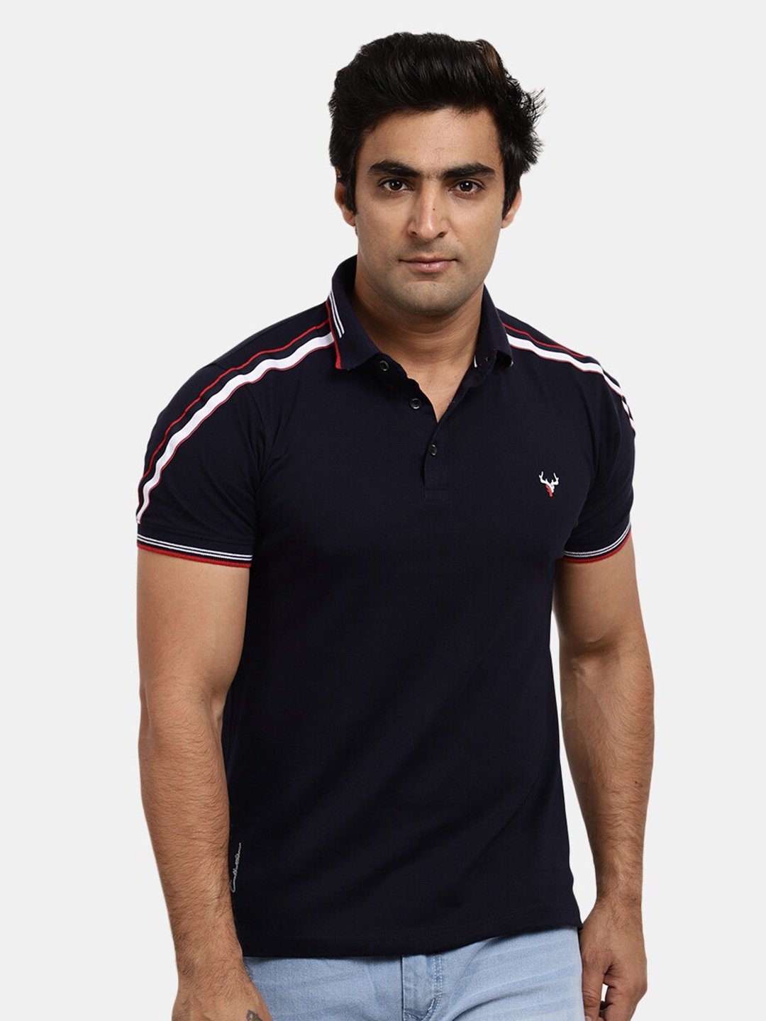 

V-Mart Men Navy Blue Polo Collar T-shirt