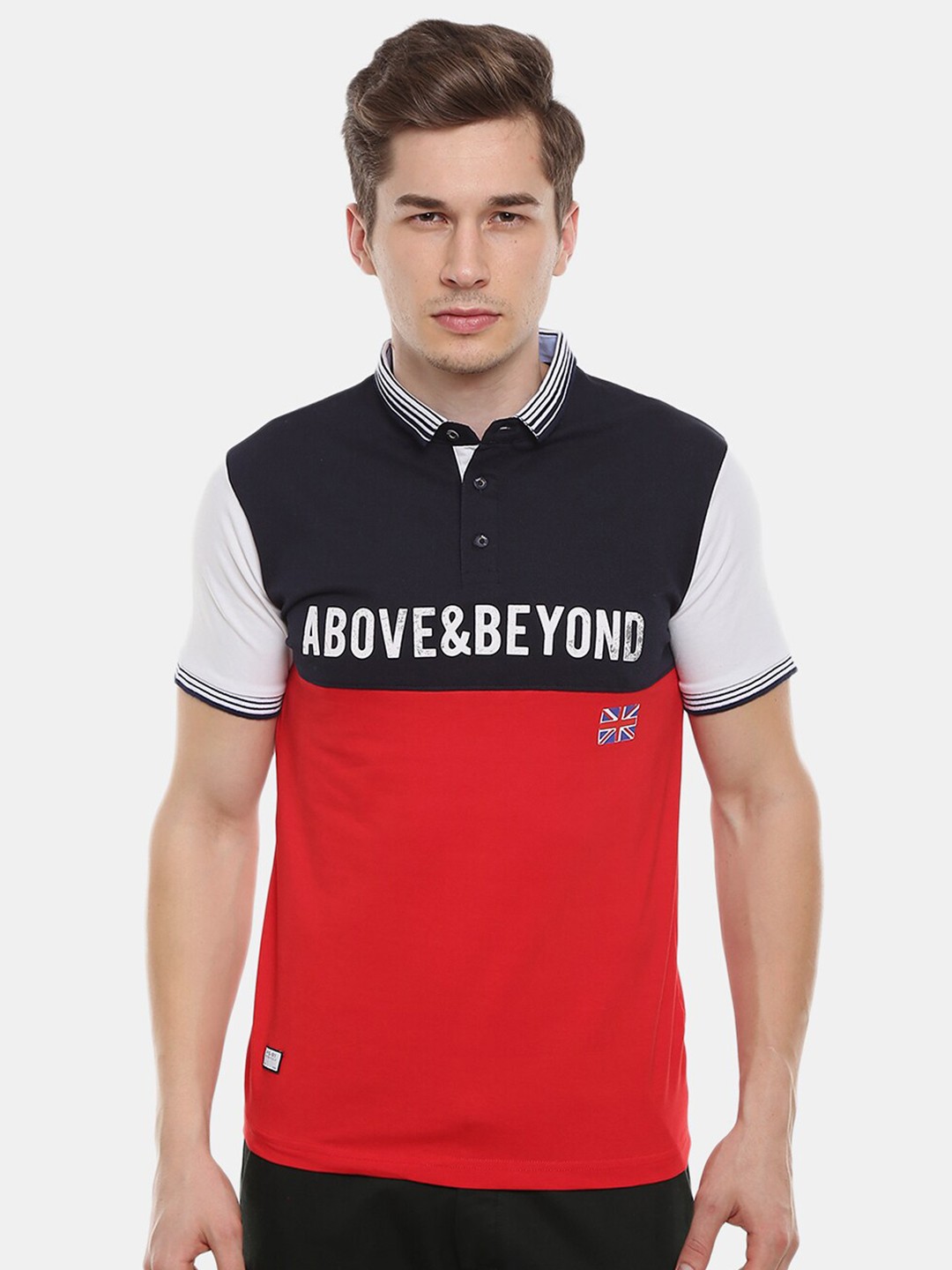 

V-Mart Men Red Colourblocked Polo Collar T-shirt