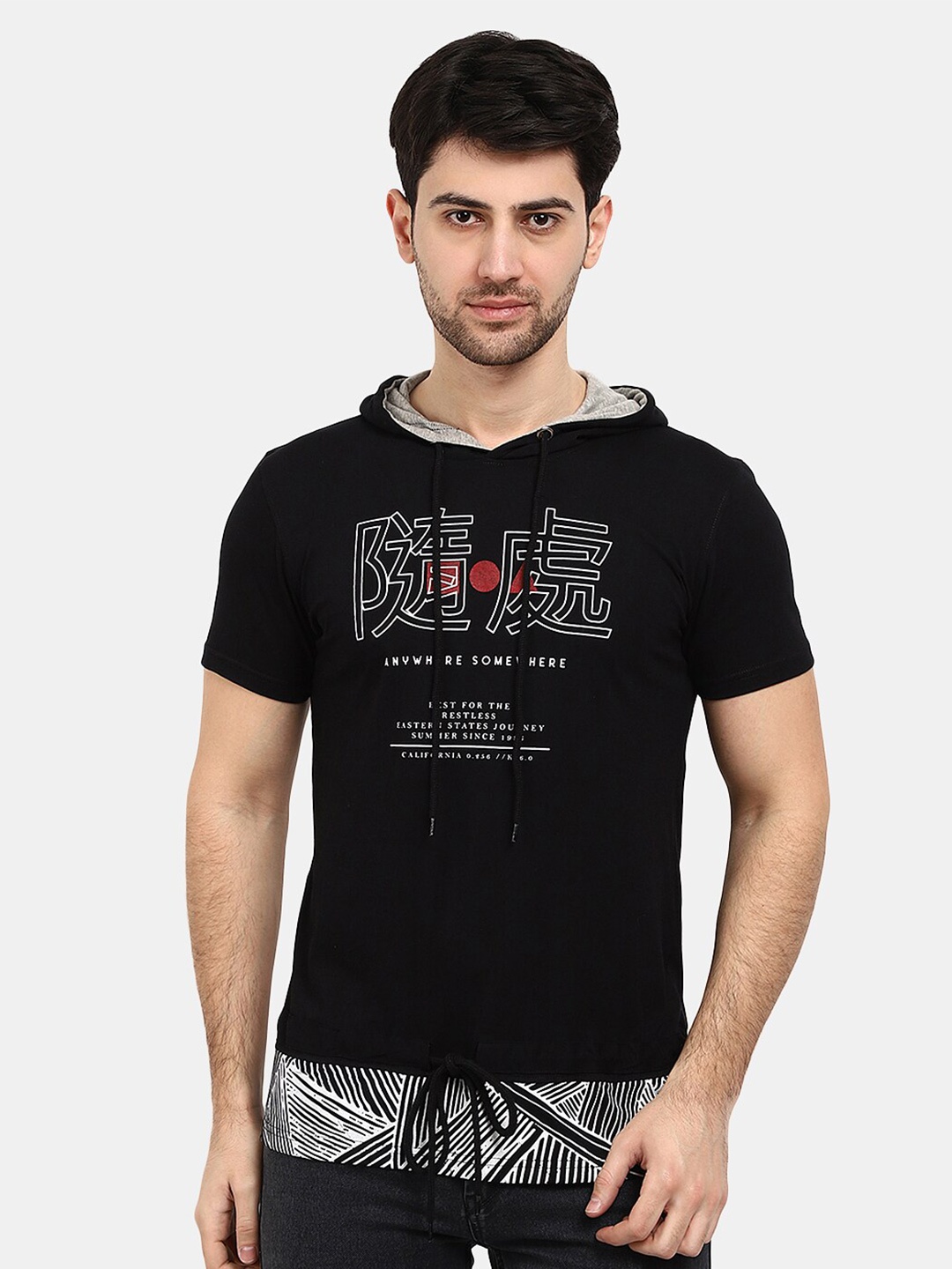 

V-Mart Men Black Typography Printed Cotton T-shirt