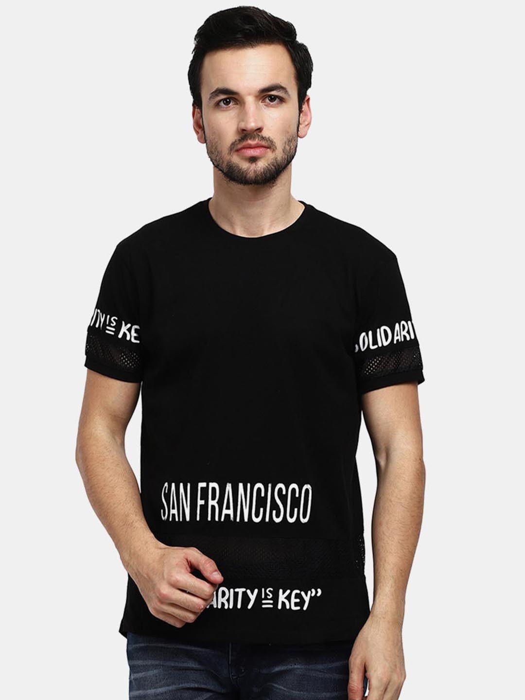 

V-Mart Men Black Typography Printed Cotton T-shirt
