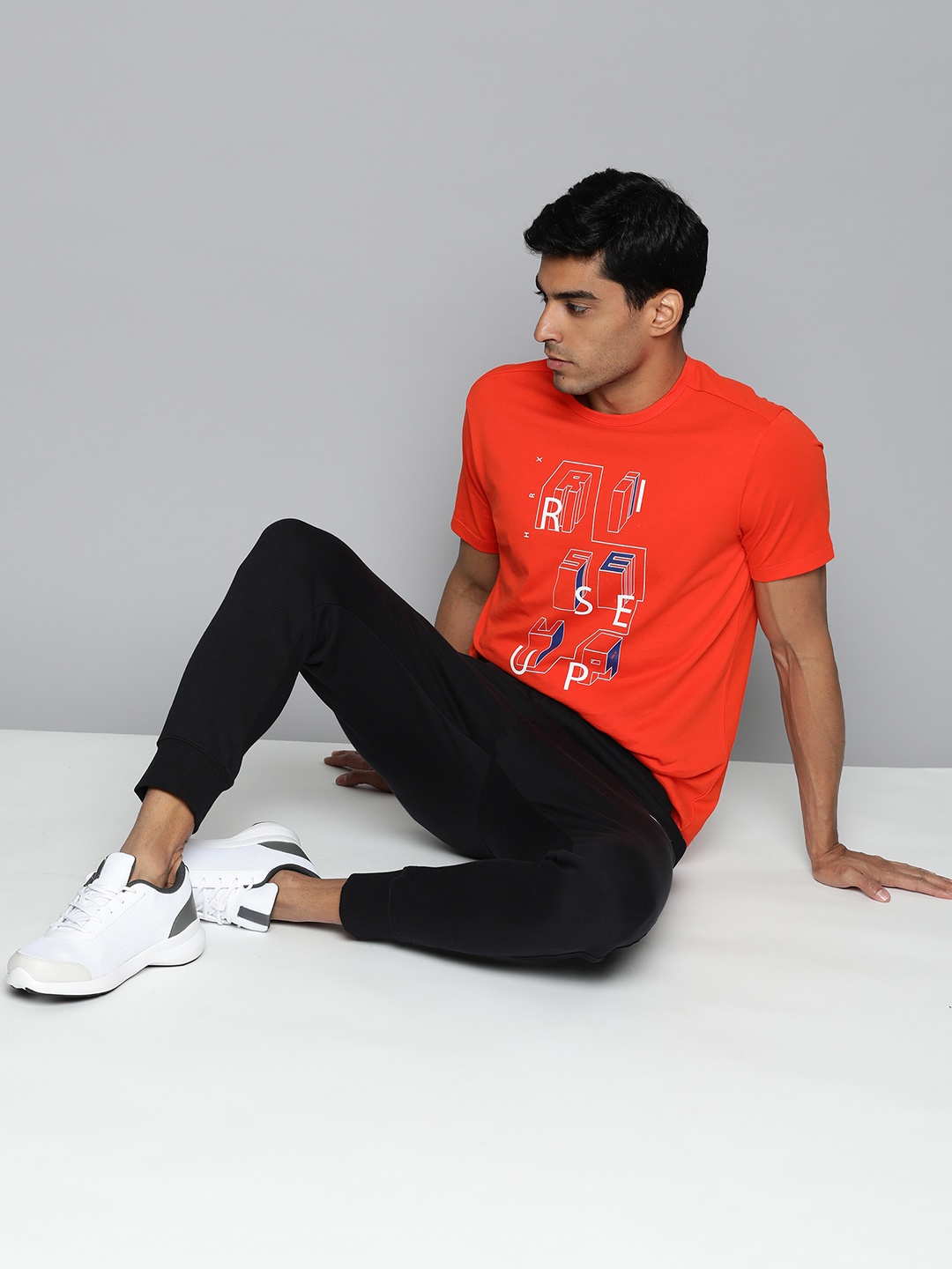 

HRX by Hrithik Roshan Men Typography Printed Pure Cotton T-shirt, Orange