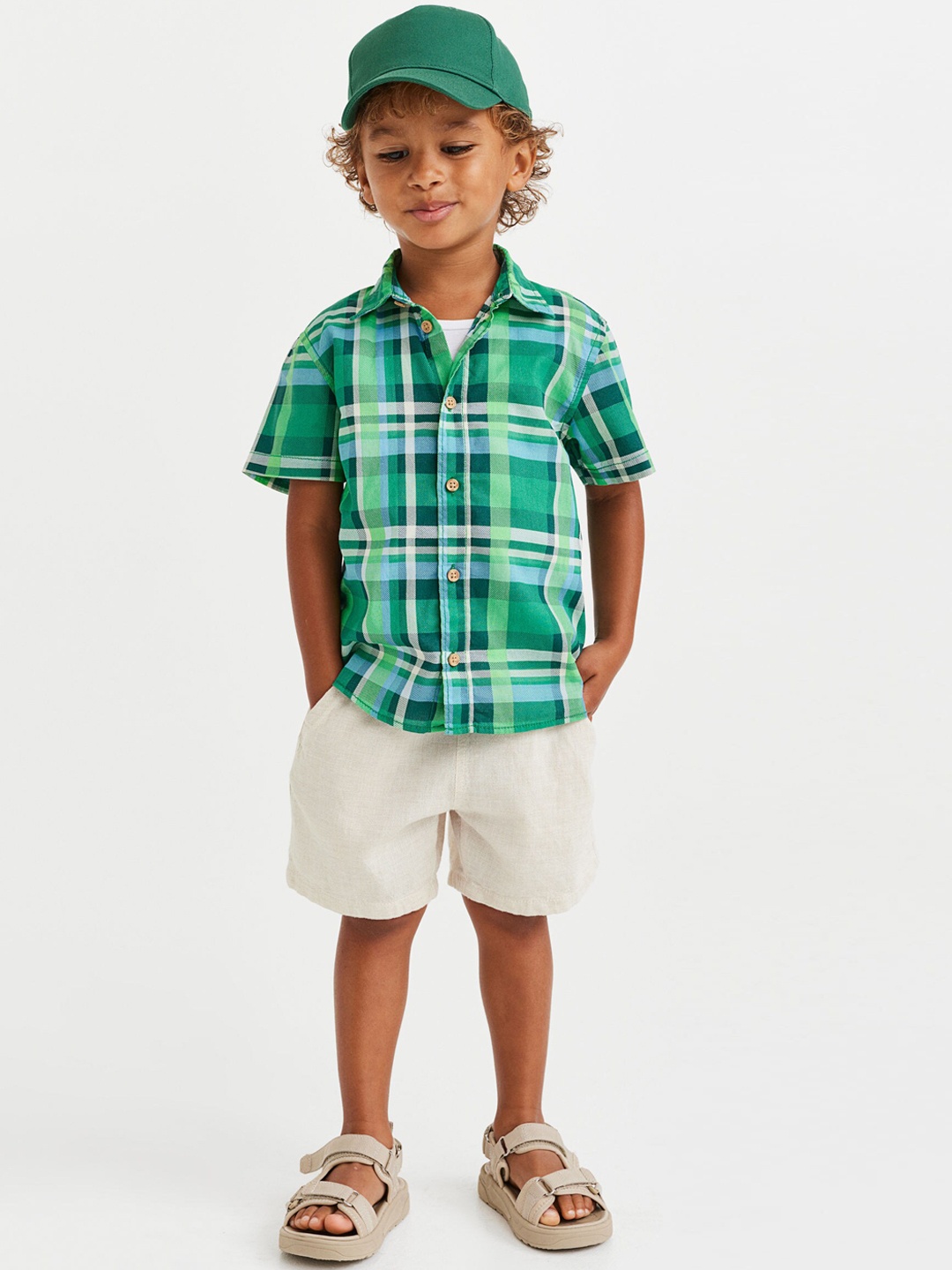 

H&M Boys Beige Linen-Blend Pull-On Shorts
