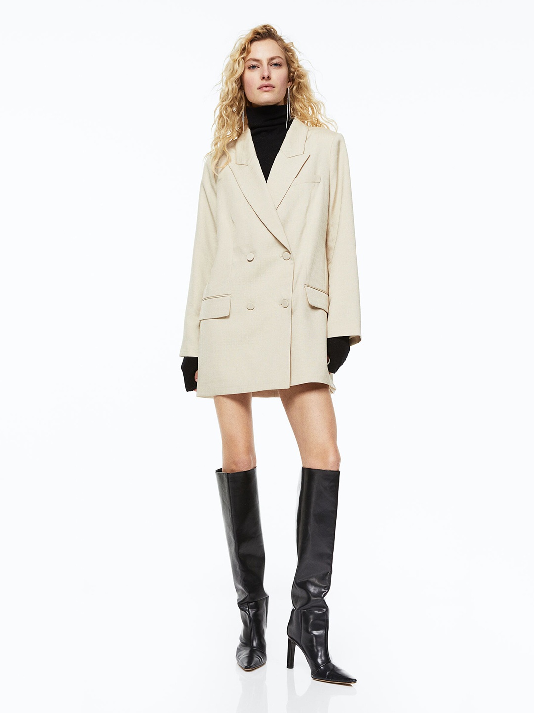 

H&M Beige Double-Breasted Blazer Dress