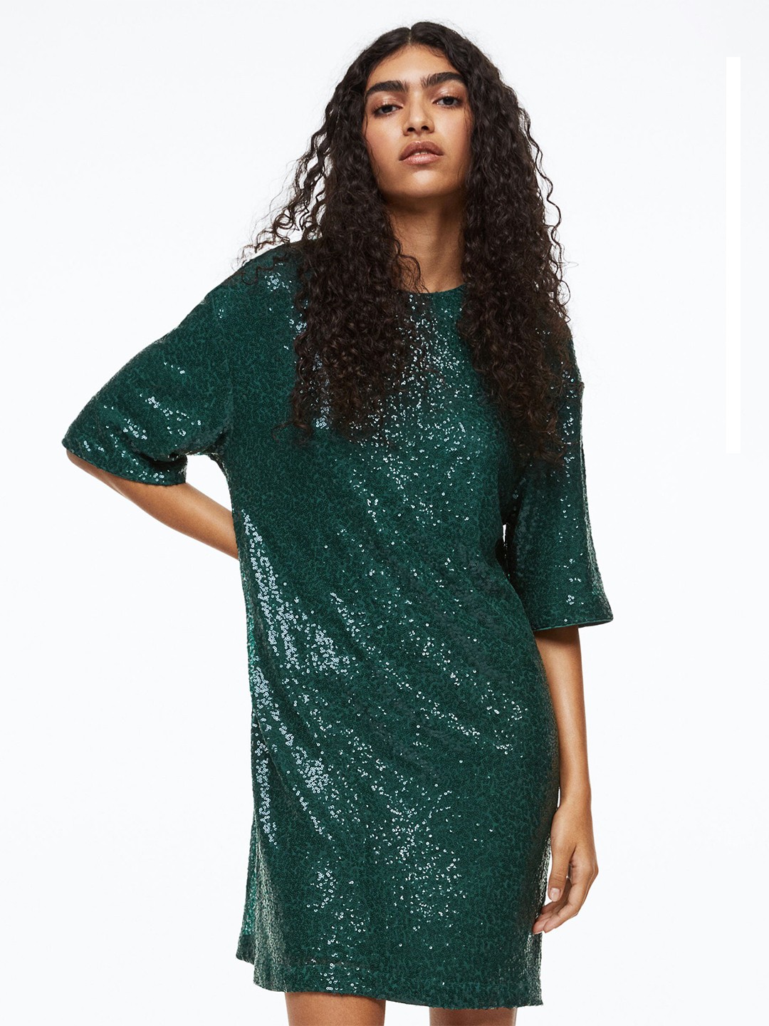 

H&M Women Green Sequined Dress