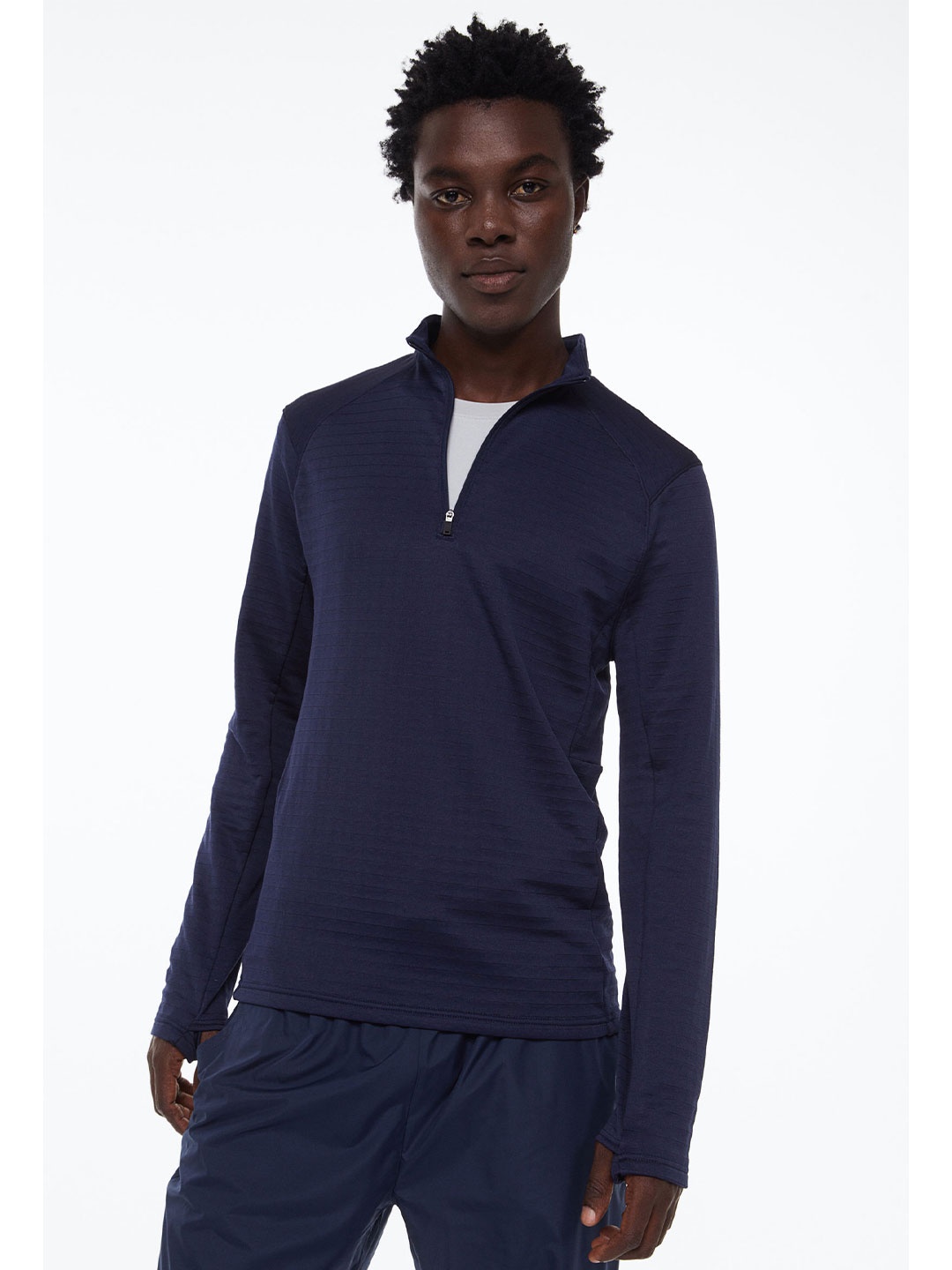 

H&M Mock Collar Pullover Sweatshirt, Blue