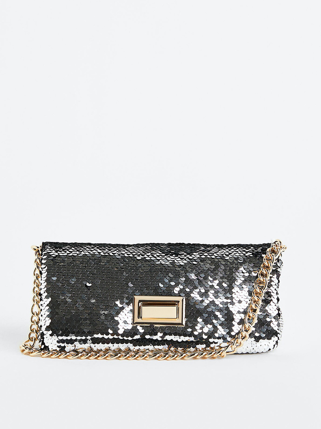 

H&M Silver-Toned Sequined Shoulder Bag