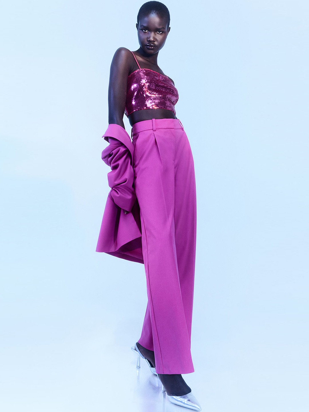

H&M Women Tailored Trousers, Pink