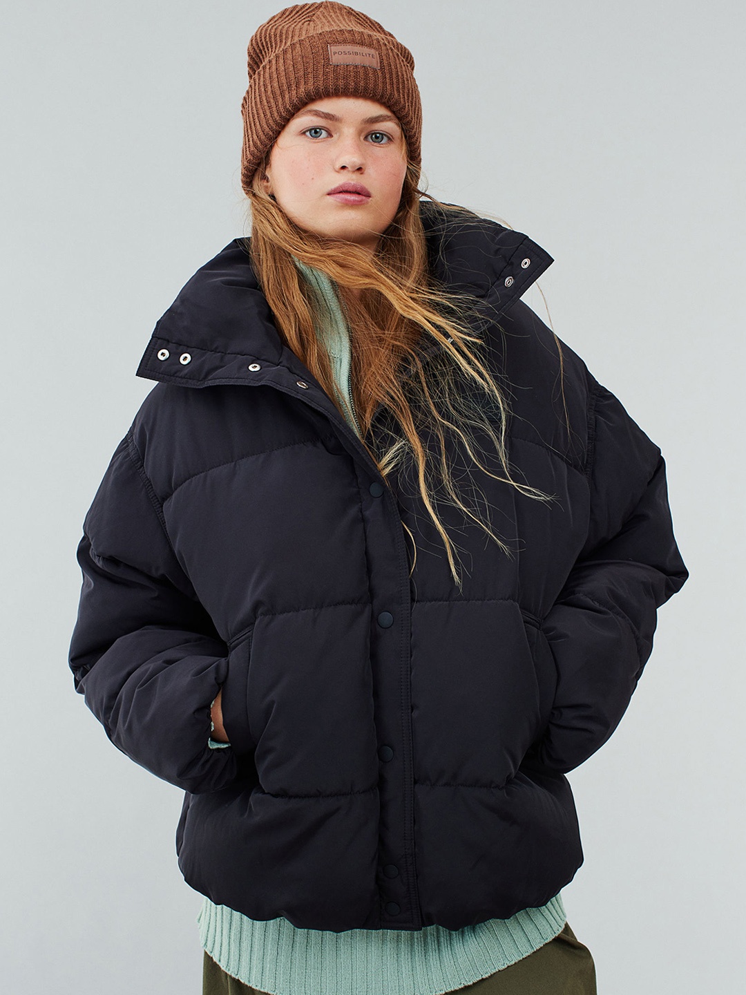 

H&M Women Black Puffer Jacket