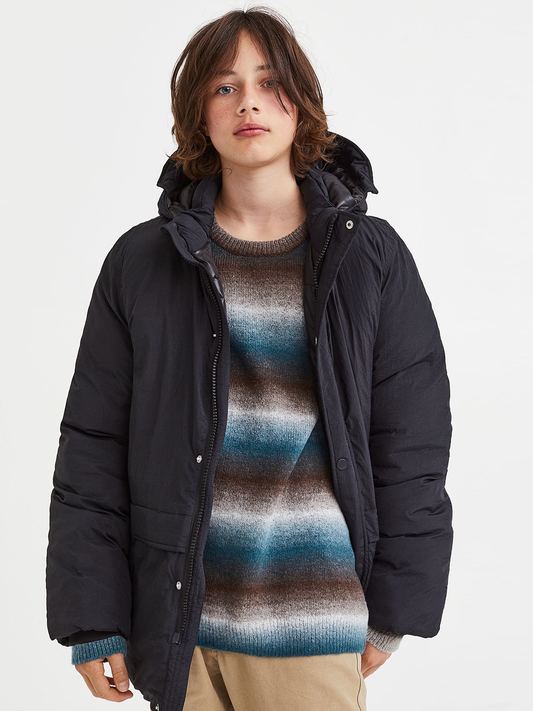 

H&M Girls Black Padded Nylon Parka
