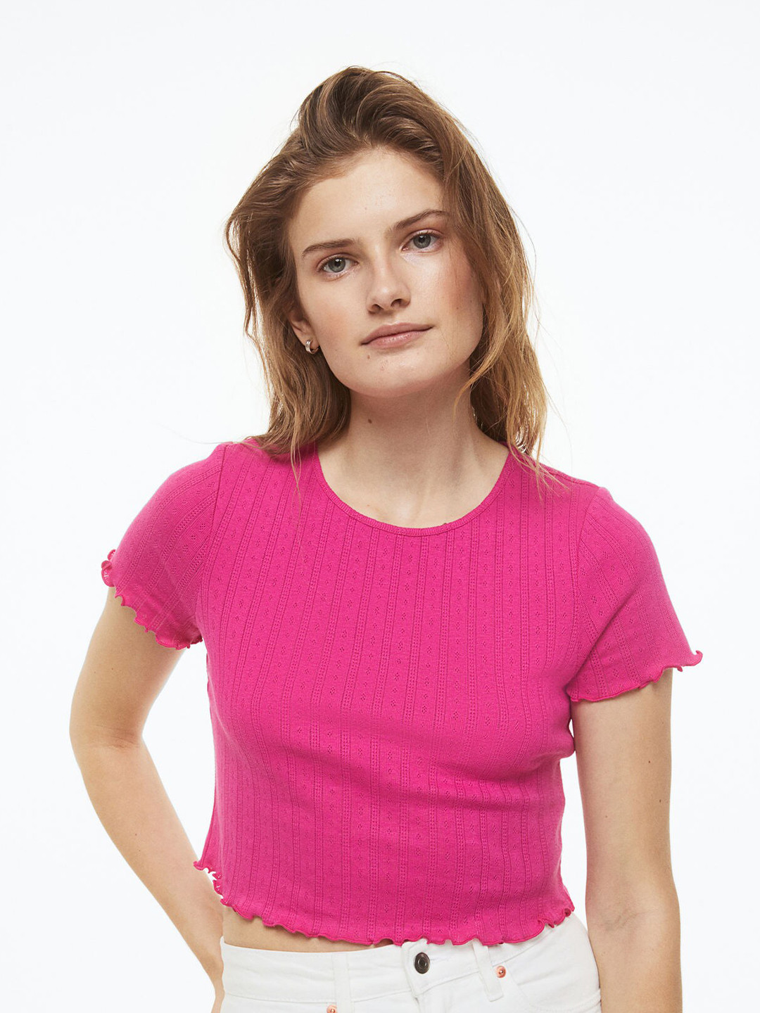 

H&M Women Pink Fitted Top