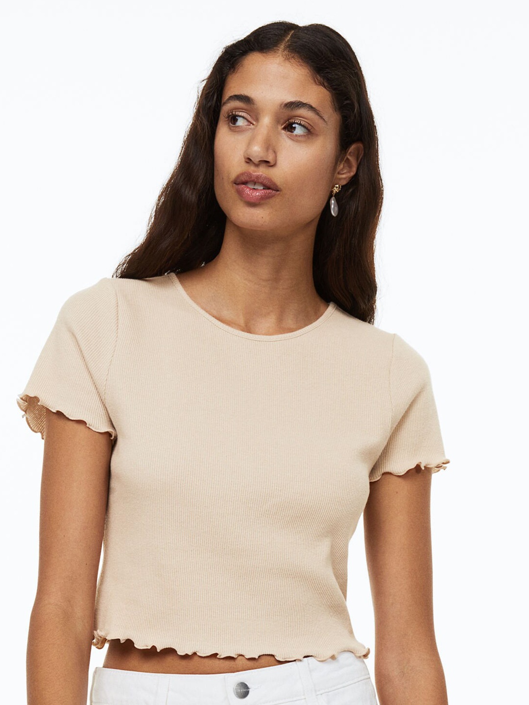 

H&M Woman Beige Fitted top