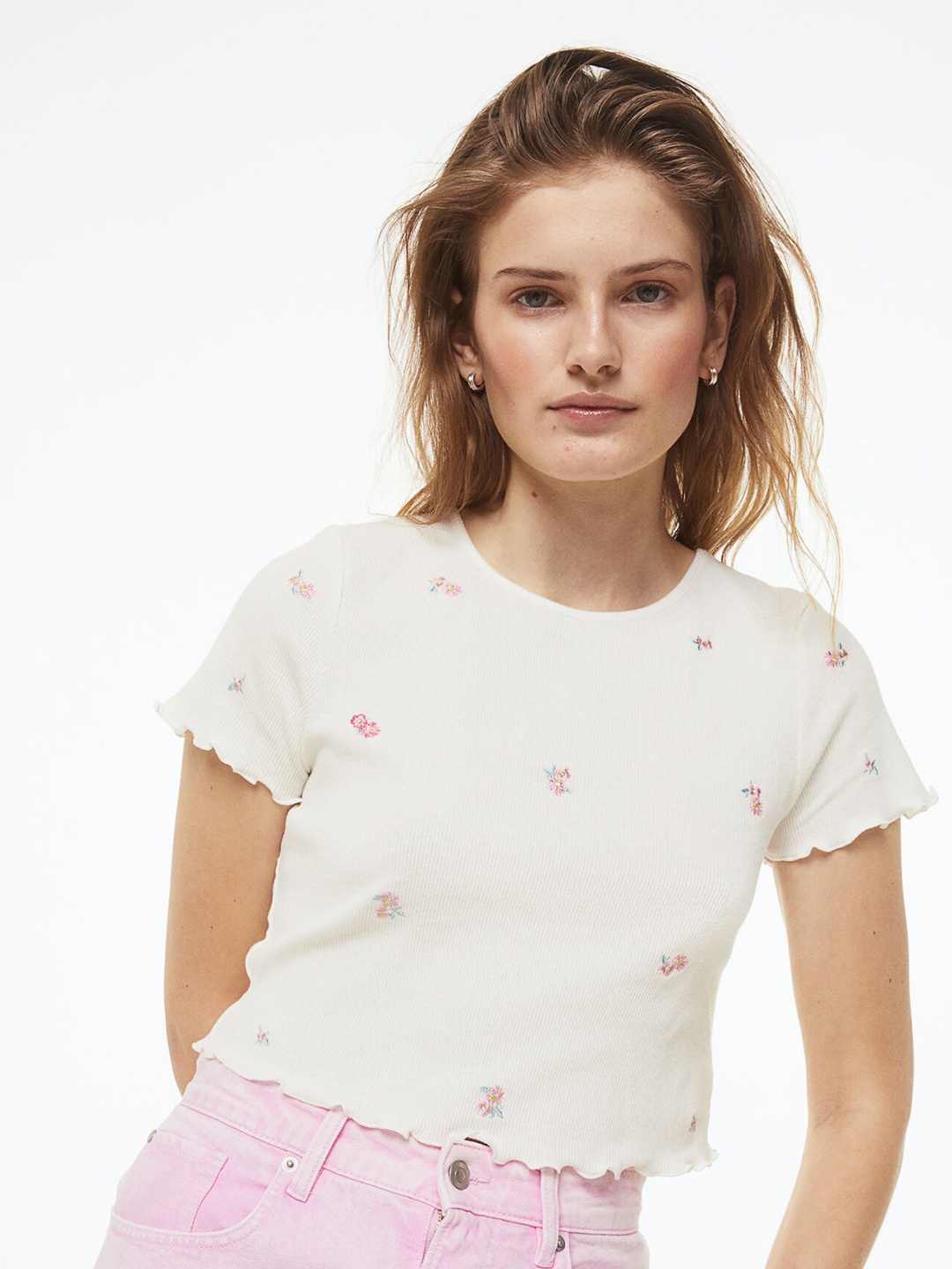 

H&M Woman White Fitted top