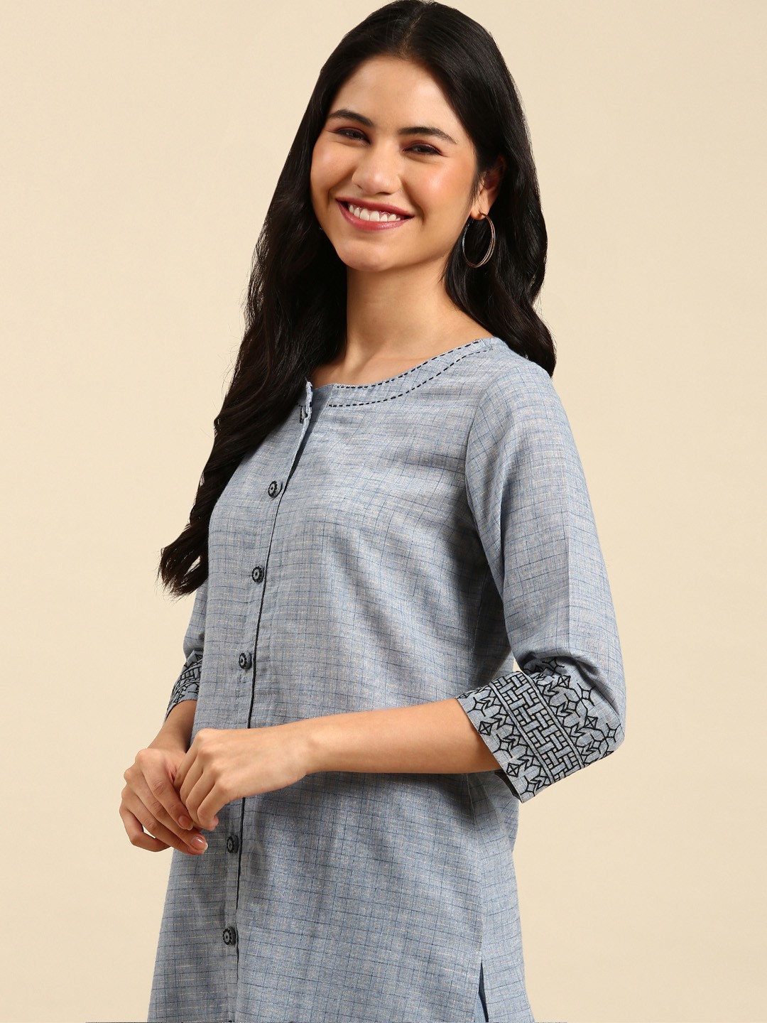 

SHOWOFF Women Blue Kurta With Trousers