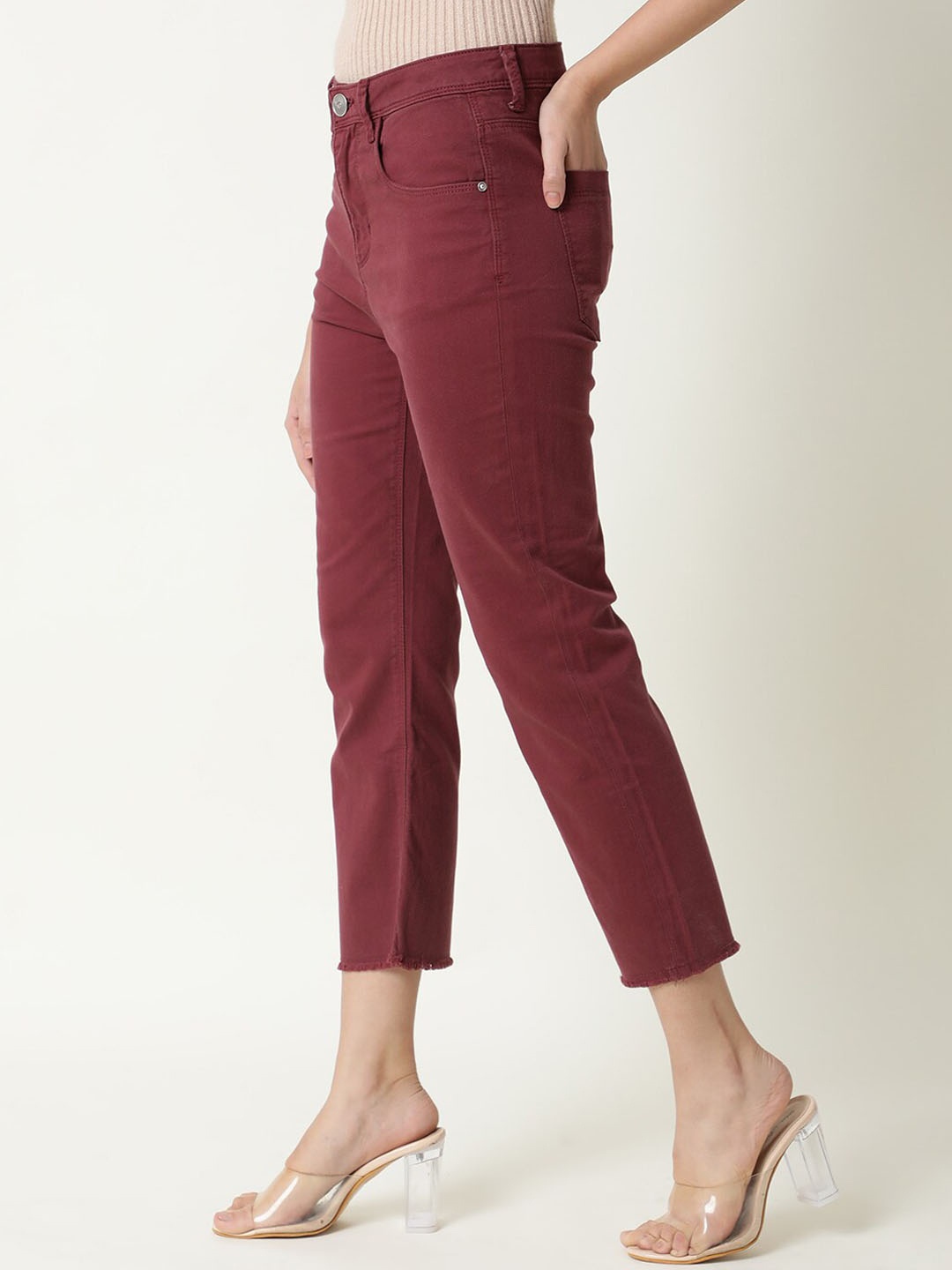 

RAREISM Women Maroon Slim Fit Jeans