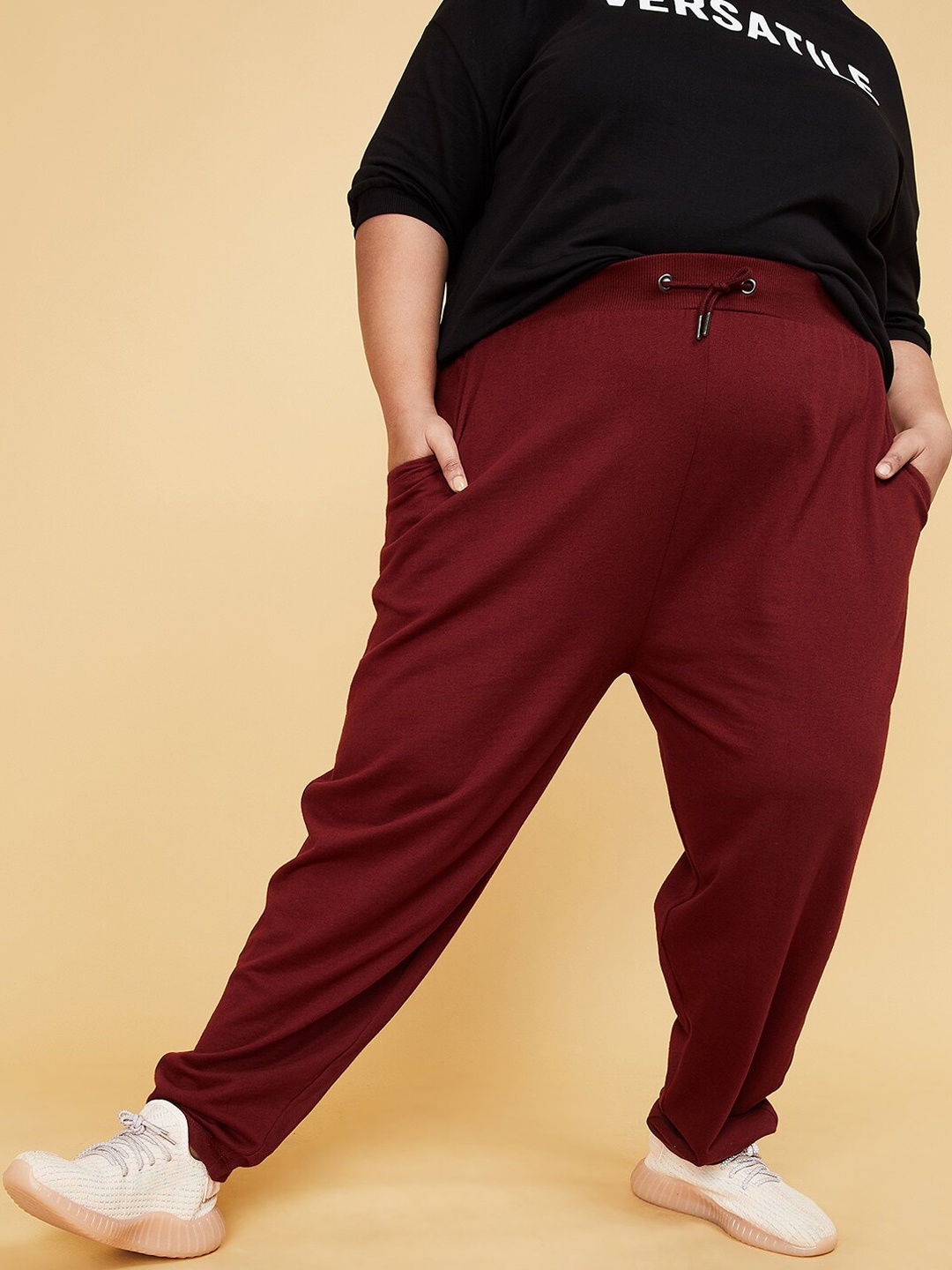 

max Women Plus Size Brown Track Pants