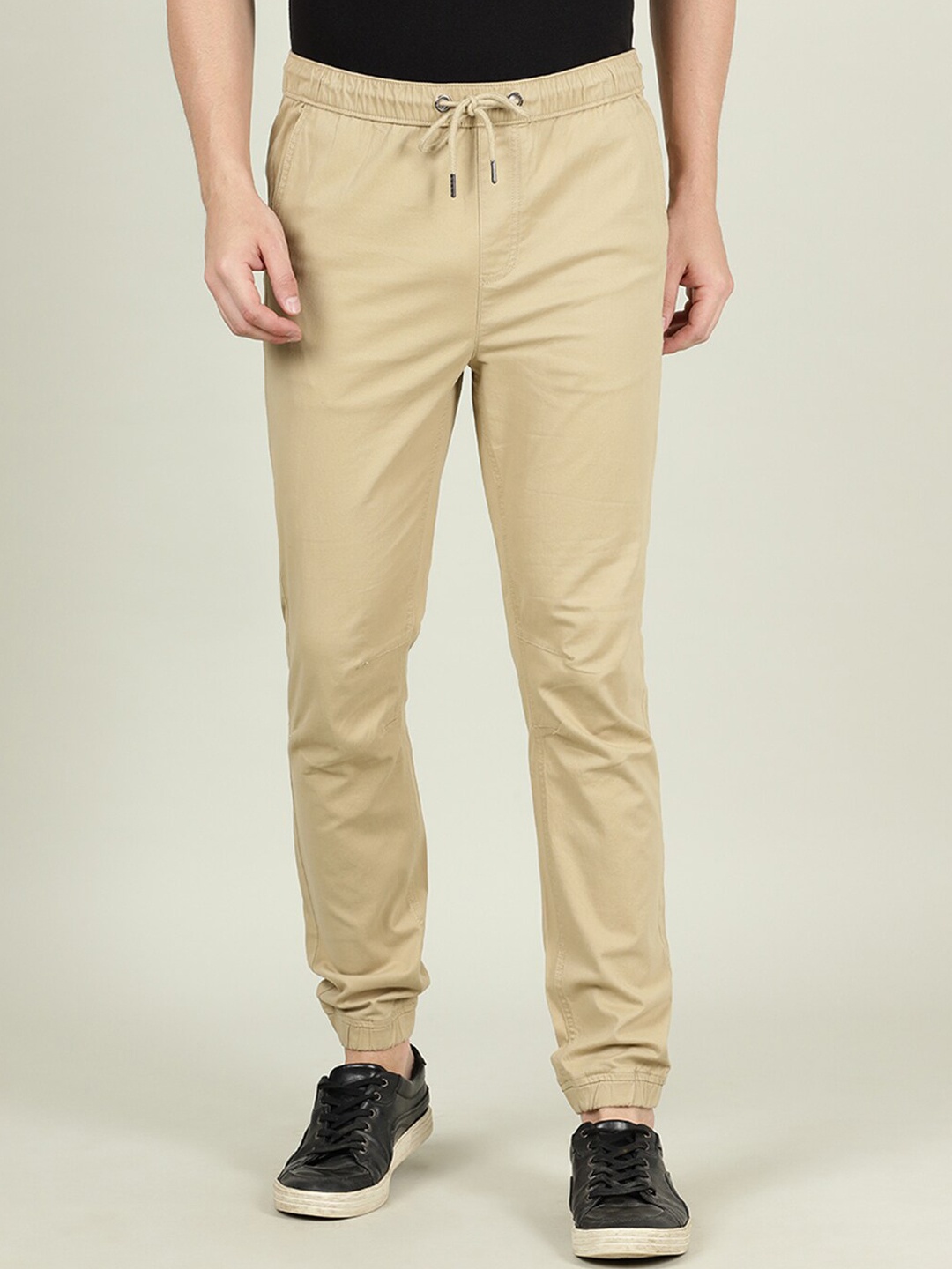 

Crocodile Men Cream-Coloured Smart Slim Fit Cotton Chinos Trouser
