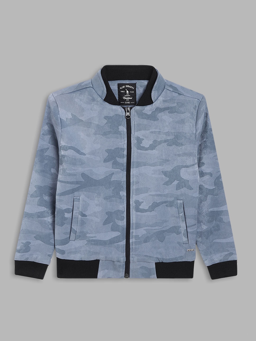 

Blue Giraffe Boys Blue Camouflage Bomber Jacket