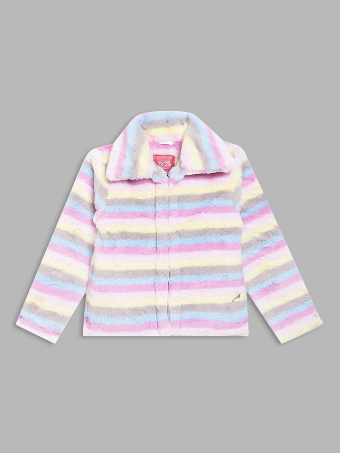 

Blue Giraffe Girls & Pink White Striped Crop Tailored Jacket