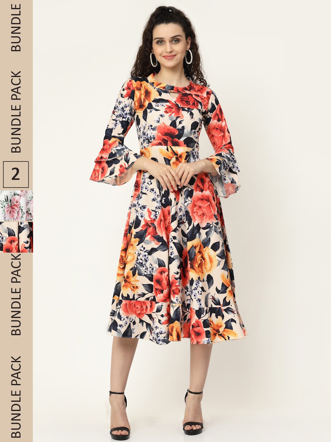 MISS AYSE Off White & White Pack of 2 Floral Crepe Maxi Dress