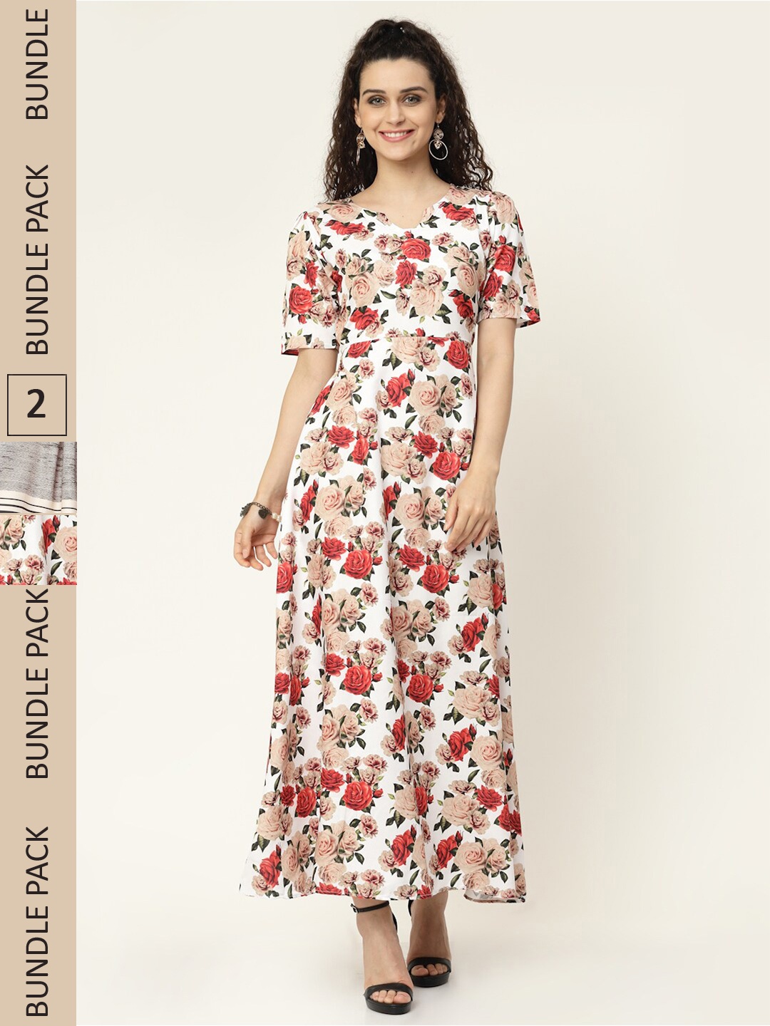 

MISS AYSE White & Grey Pack Of 2 Floral Crepe Maxi Dress