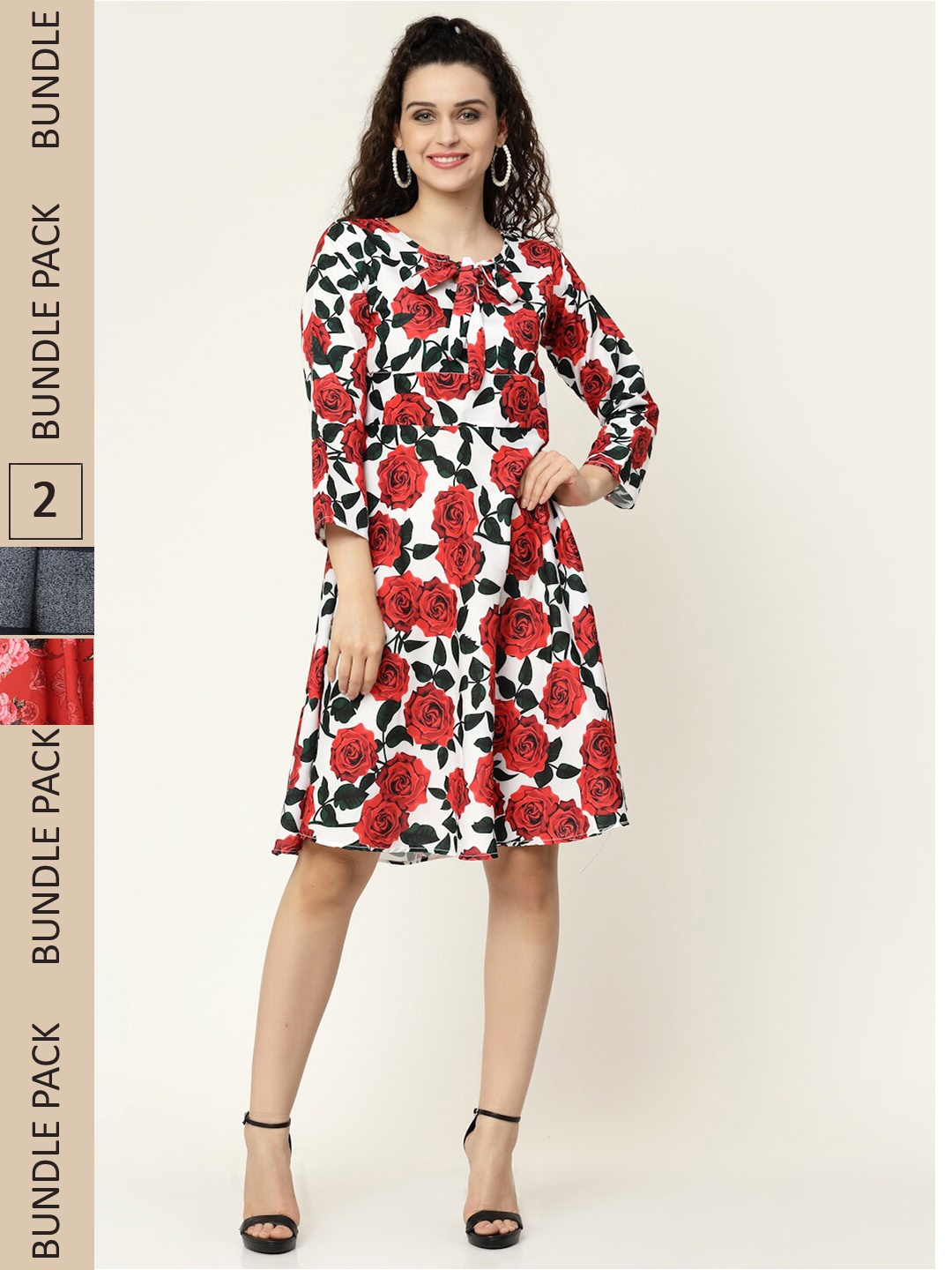 

MISS AYSE White & Blue Pack of 2 Floral Crepe Dress