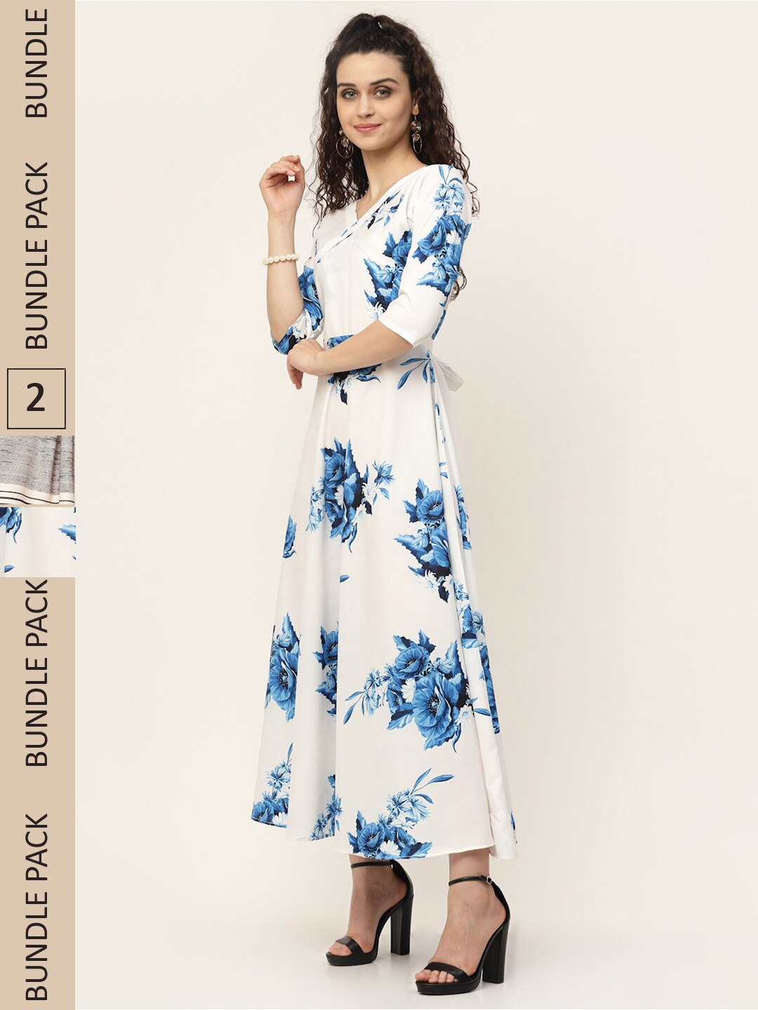 

MISS AYSE White & Blue Pack of 2 Floral Crepe Maxi Dress