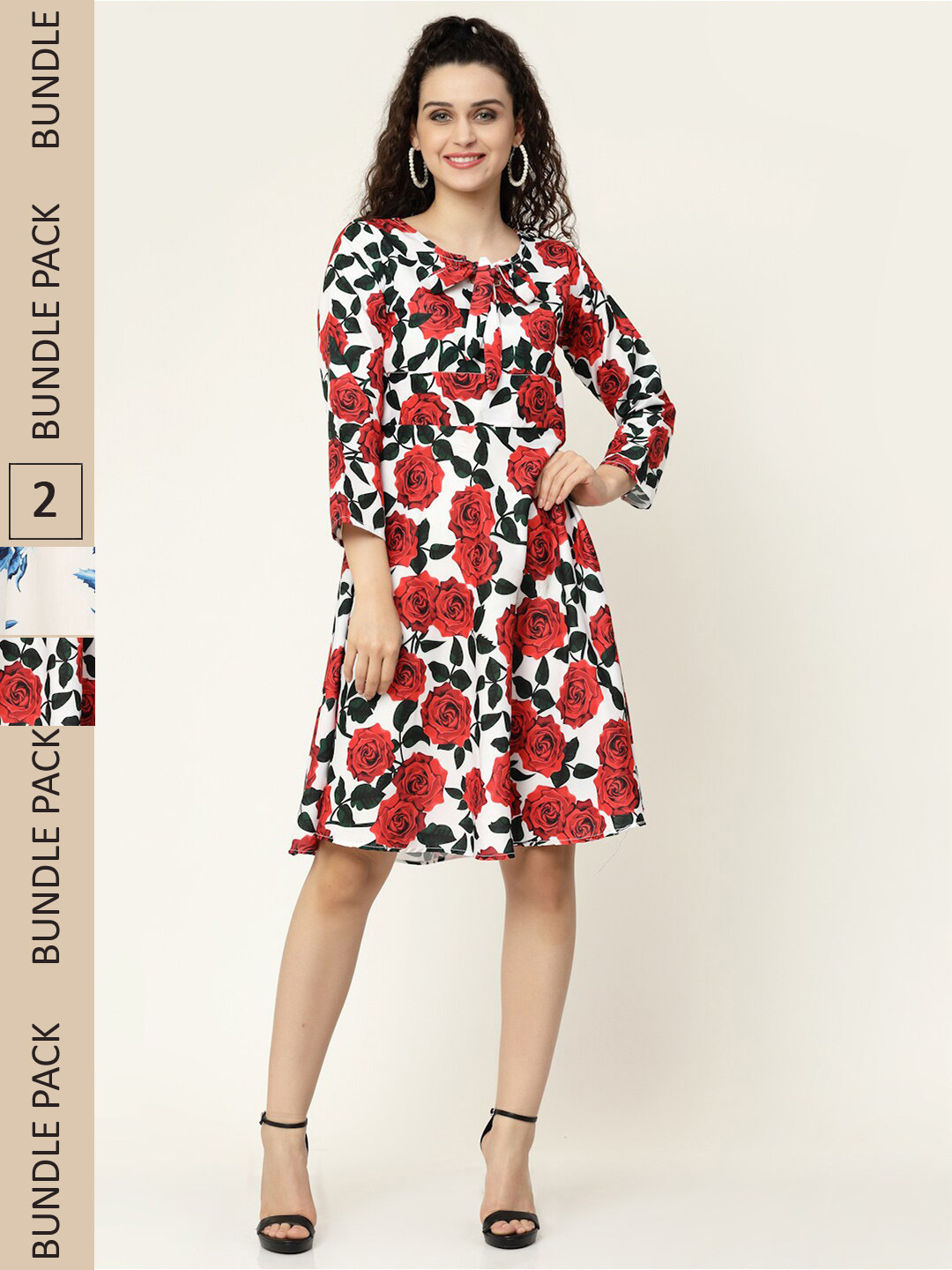 

MISS AYSE Red & Blue Pack of 2 Floral Printed Dress