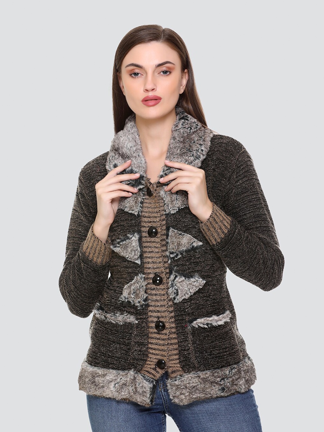 

NITSLINE Women Grey Quirky Acrylic Cardigan
