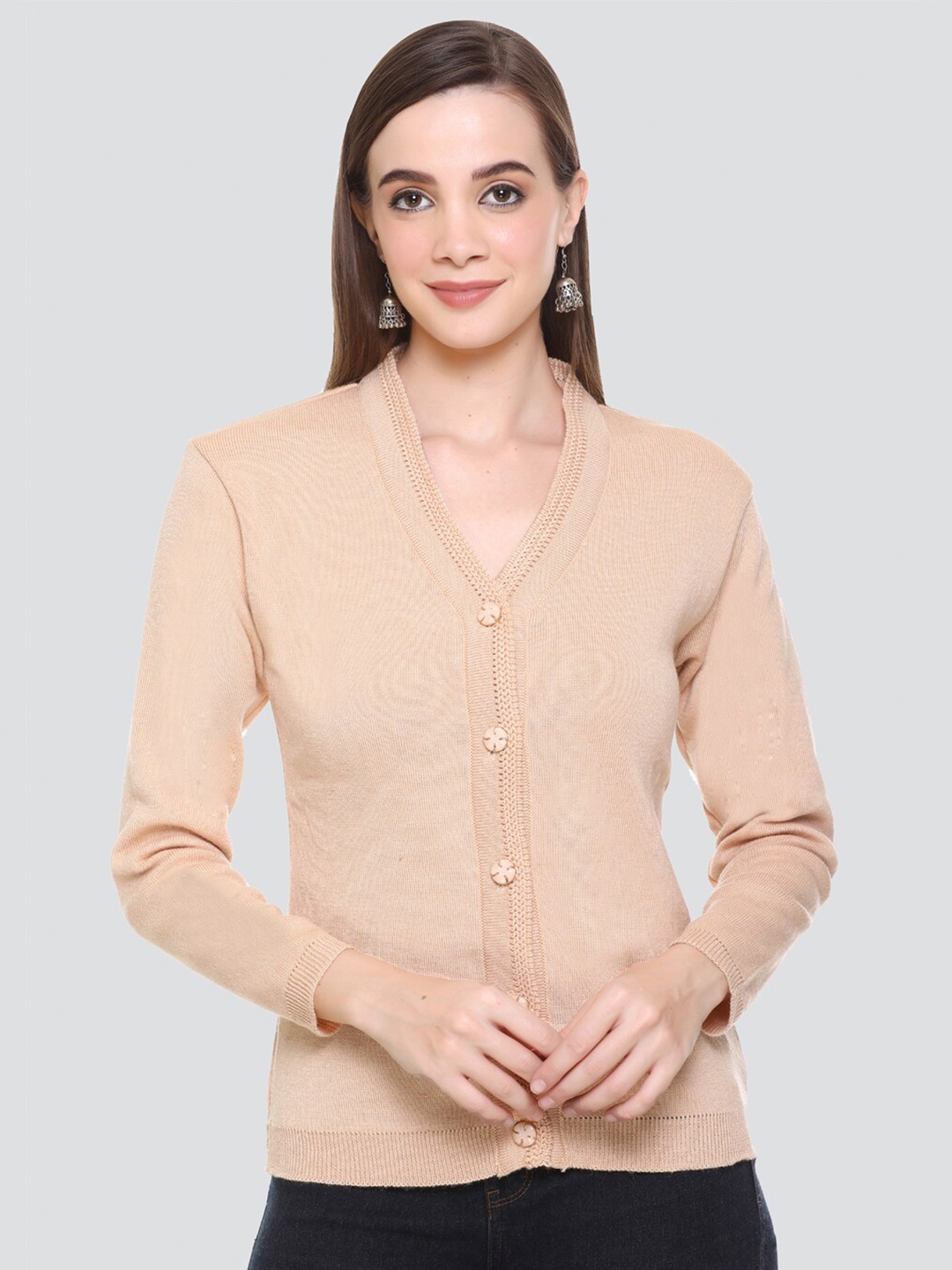 

NITSLINE Women Beige Acrylic Cardigan