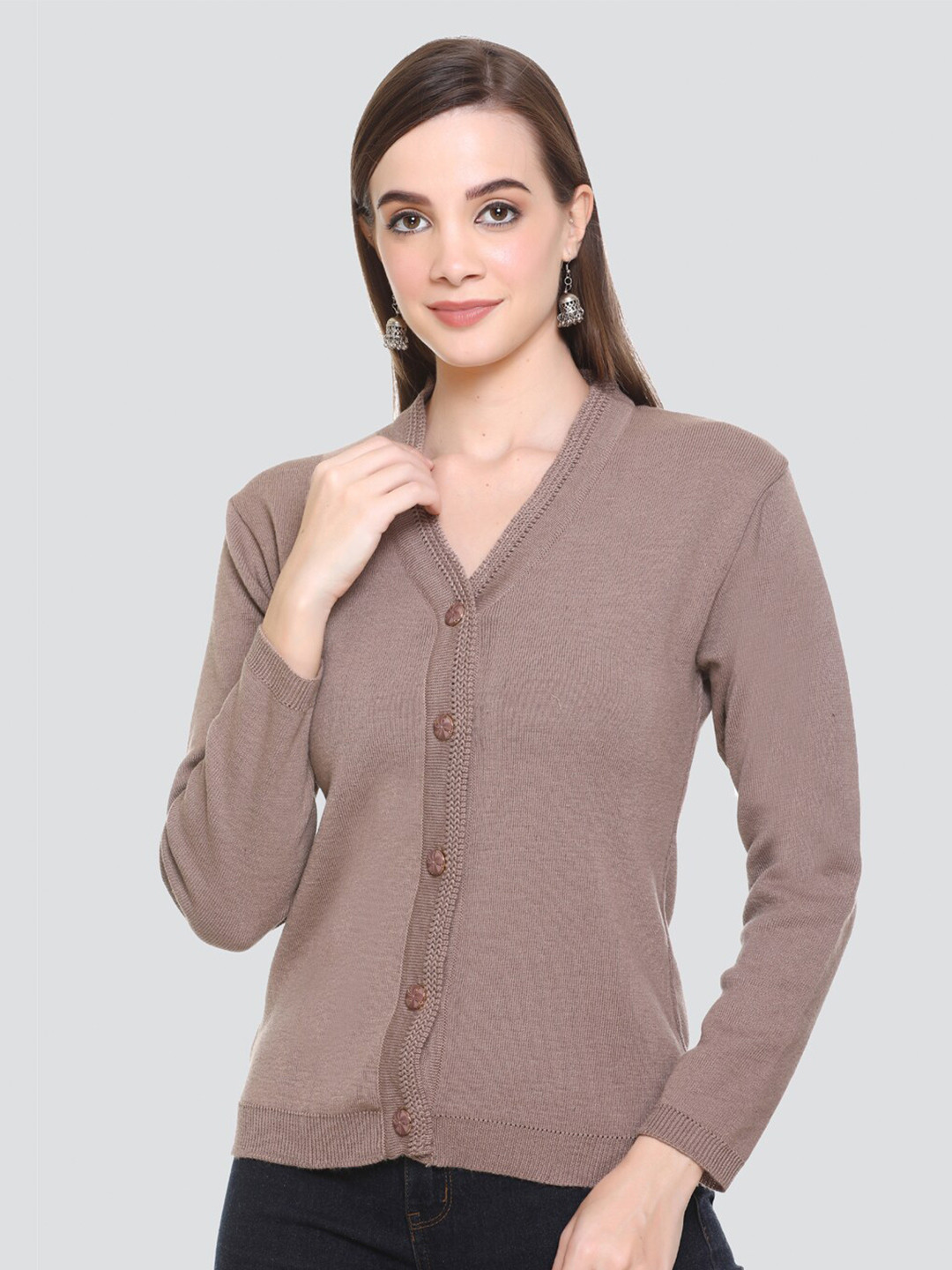 

NITSLINE Women Grey Acrylic Cardigan