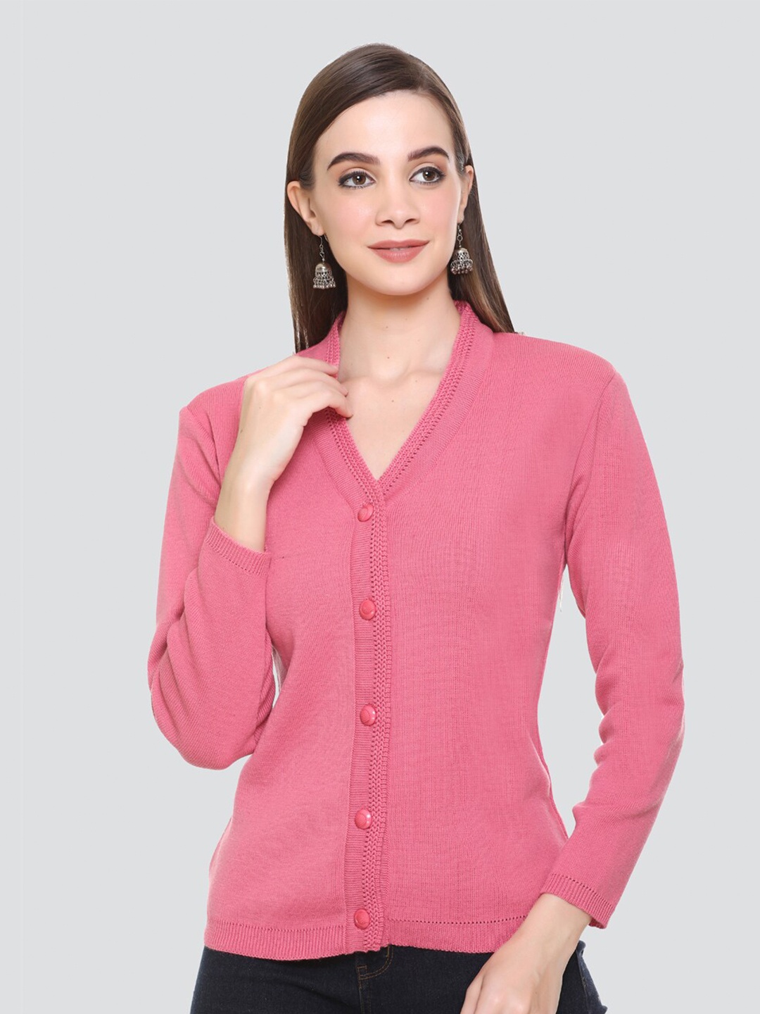 

NITSLINE Women Pink Acrylic Cardigan