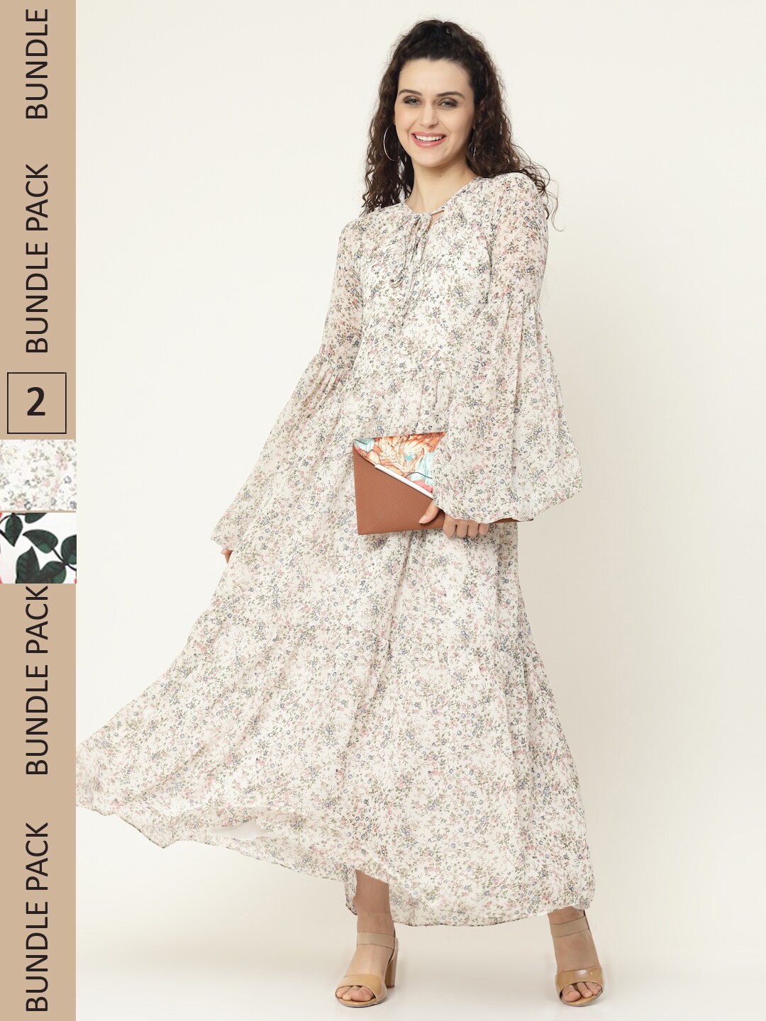 

MISS AYSE White & Red Pack of 2 Floral Printed Maxi Dress