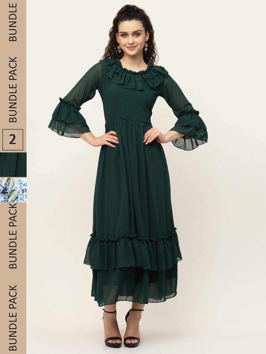 

MISS AYSE Pack of 2 Georgette Maxi Maxi Dress, Green