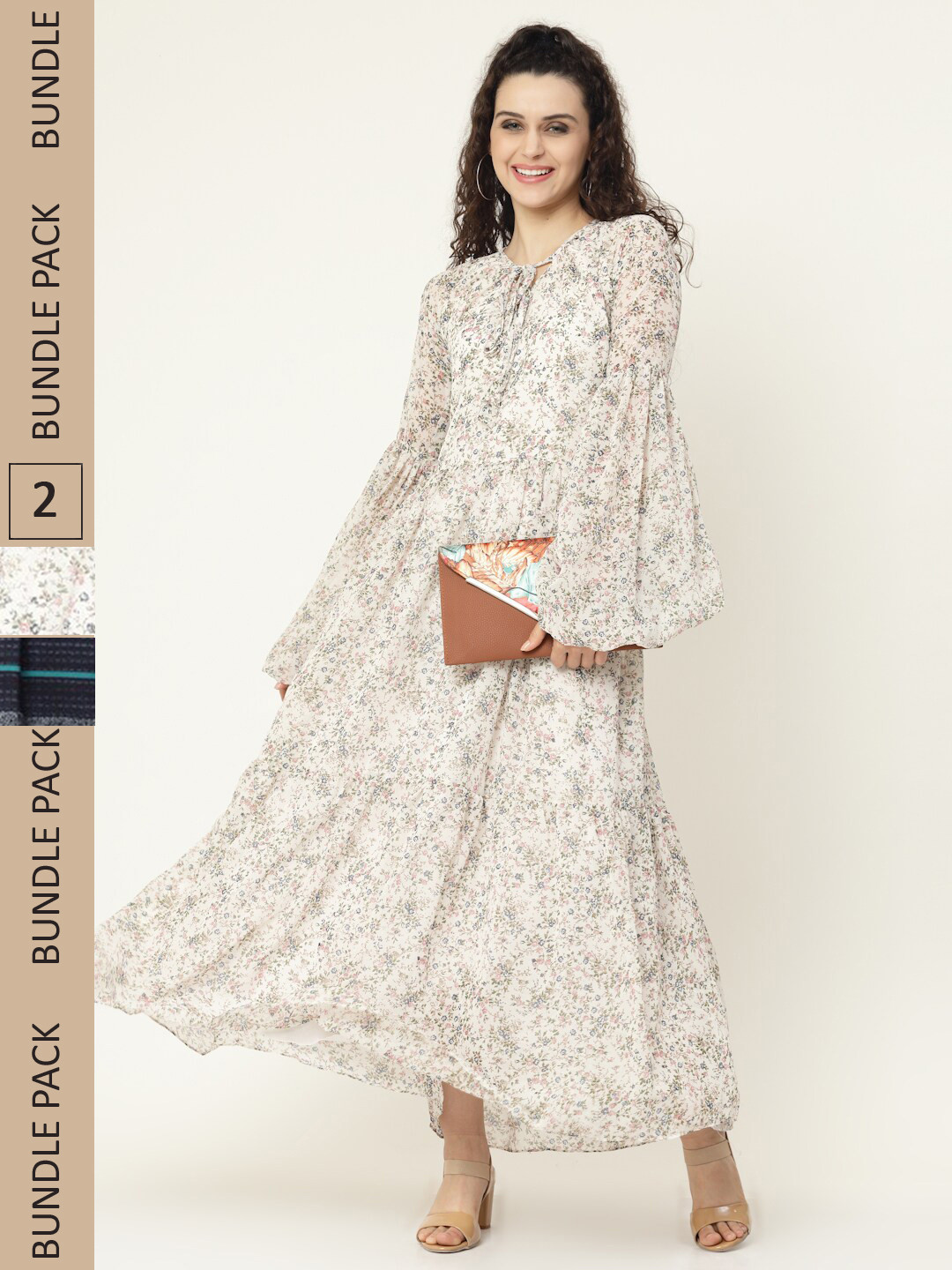 

MISS AYSE Pack of 2 Floral Maxi Dress, White