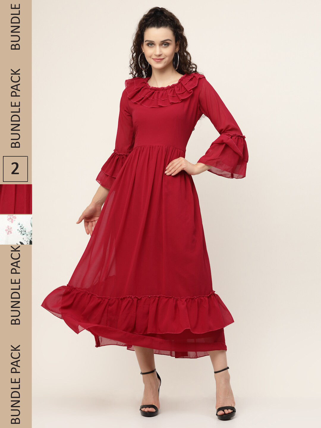 

MISS AYSE Pack of 2 Midi Dress, Red