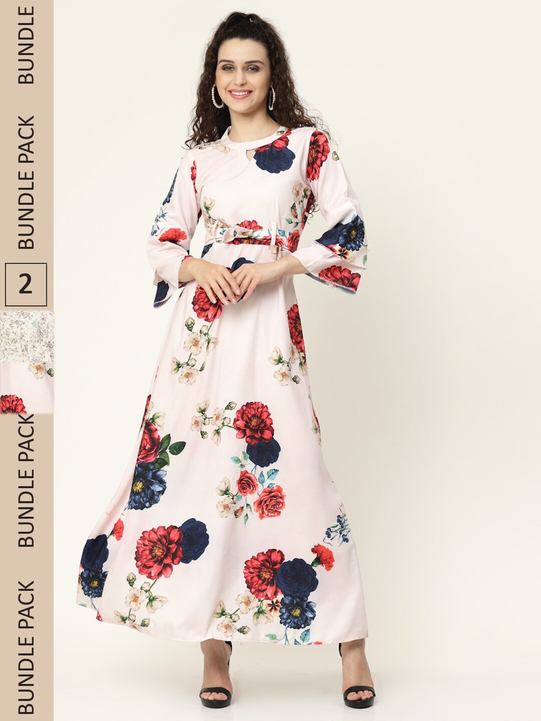 

MISS AYSE Red & Grey Floral Georgette Maxi Dress Pack of 2