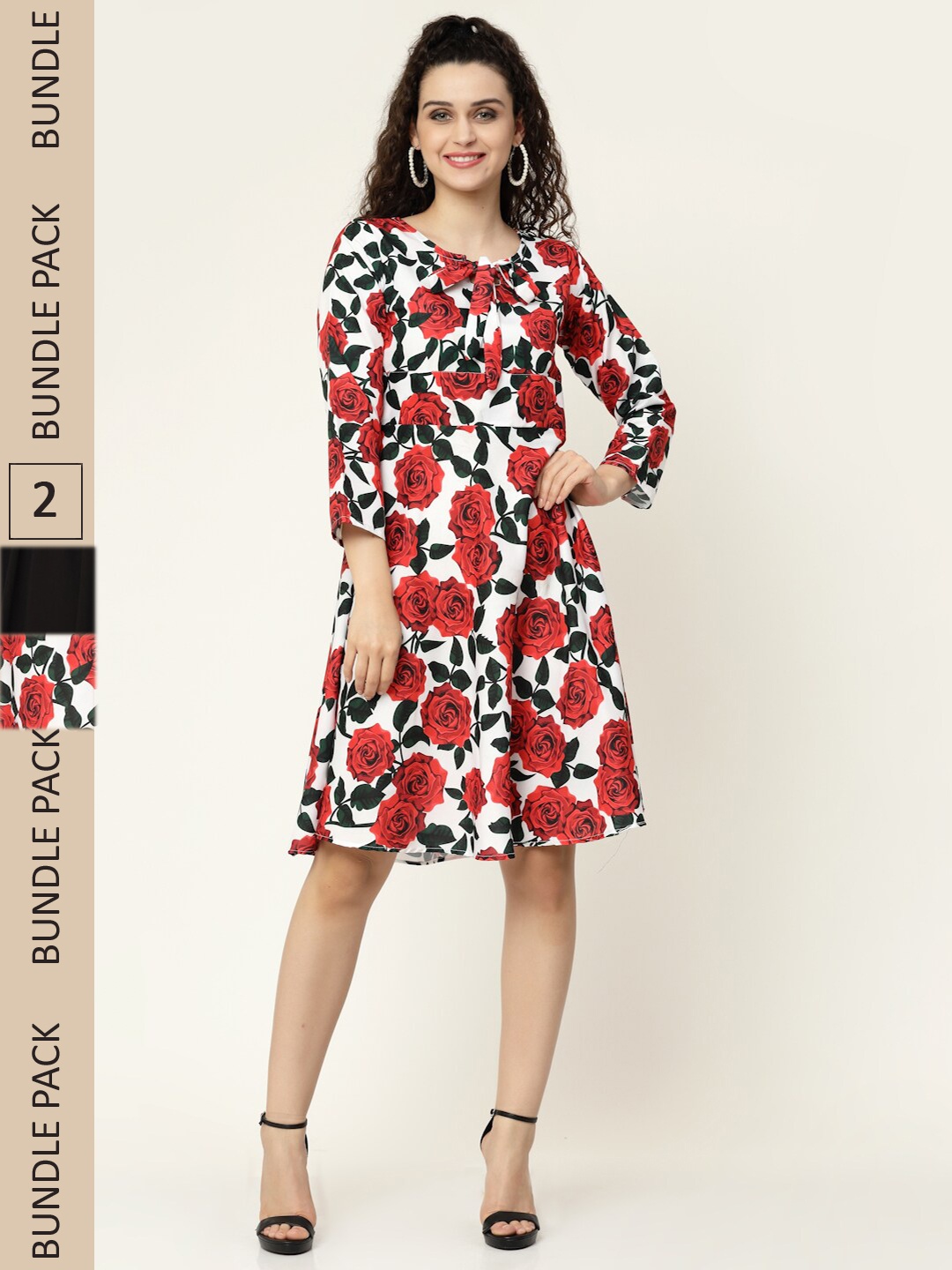 

MISS AYSE White & Black Pack Of 2 Floral Printed Georgette Maxi Dress
